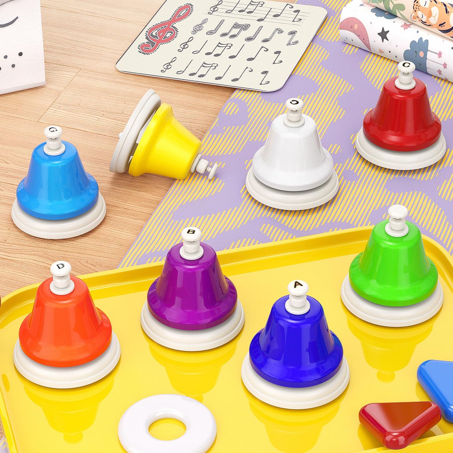 Facmogu Desk Bells — 8-Note Rainbow Diatonic Hand Bells for Learning, Creativity & Fun