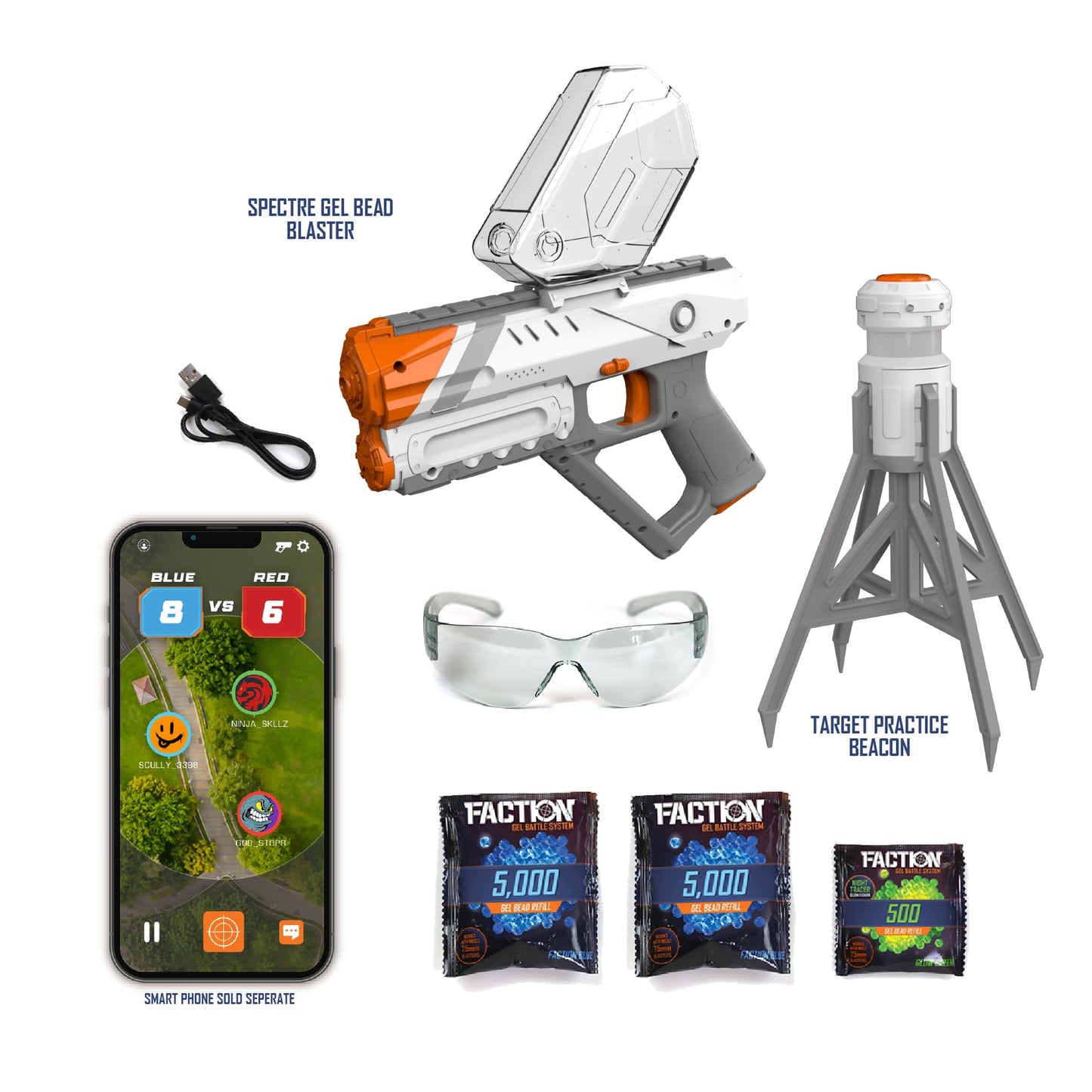 Faction Spectre Gel Bead Blaster – 170 FPS, 1,200 Beads, App-Ready