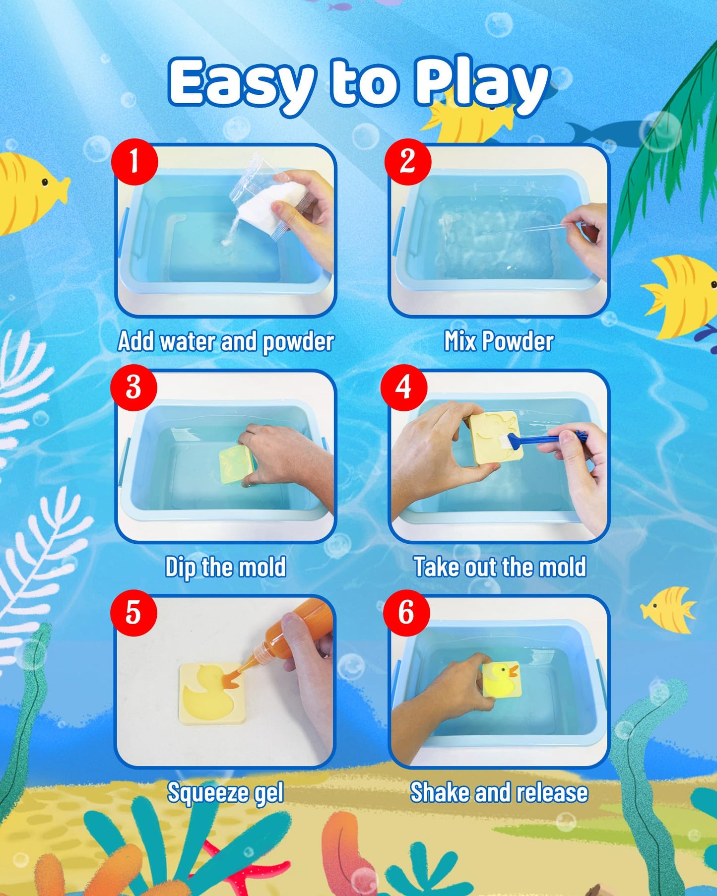 FADAWU 24 Colors Magic Water Elf Toy Kit – 16 Molds, DIY Squishy Maker for Kids