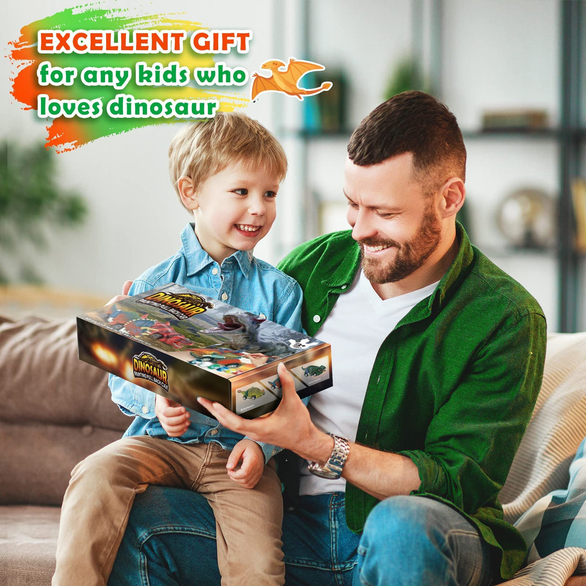 faentwc Dinosaur Painting Toys for Kids 5-7 | 2-in-1 Art Kit and Pull-Back Cars