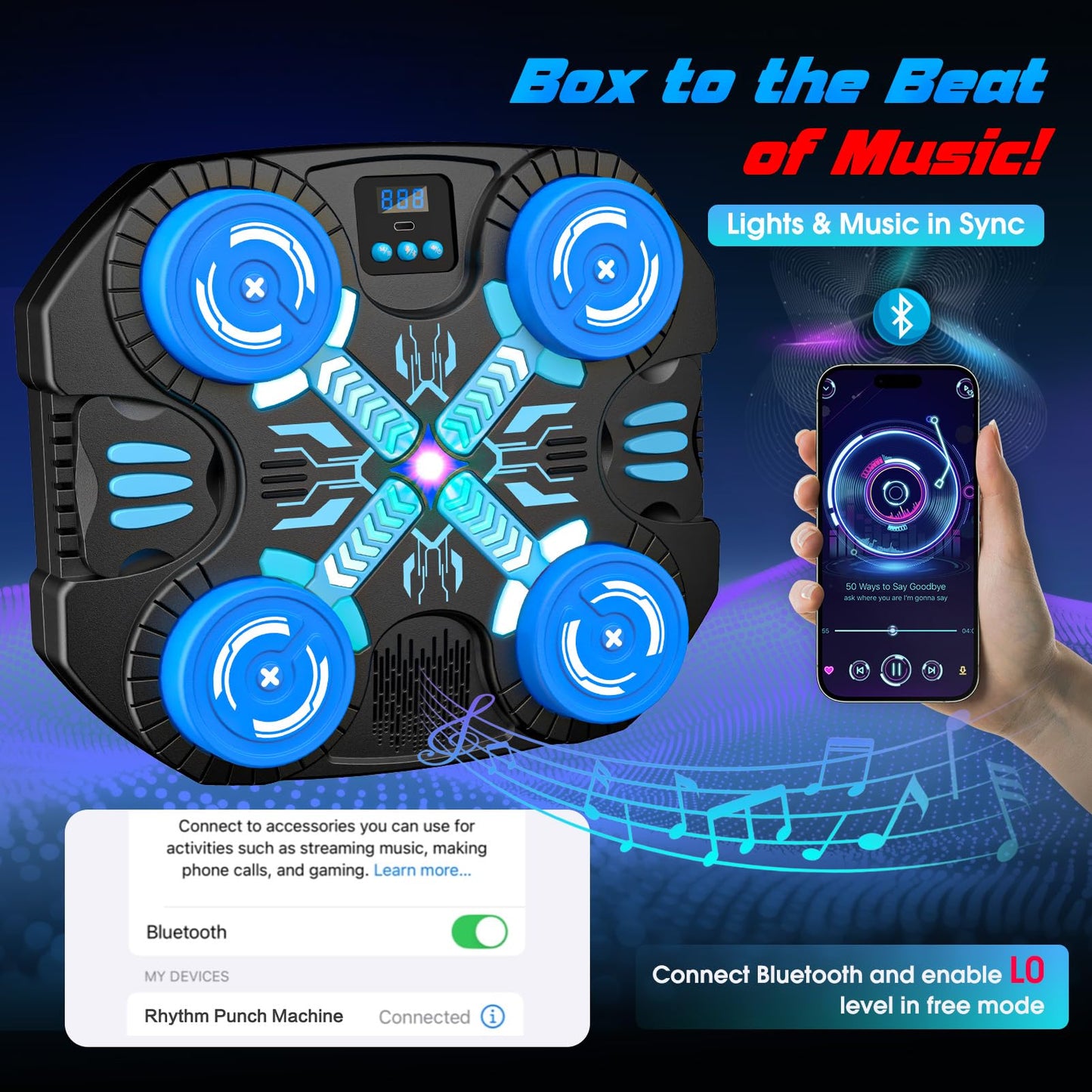 faentwc Boxing Machine with Music for Kids — 3 Modes, 14 Levels, Wall-Mounted Bluetooth Punching Target