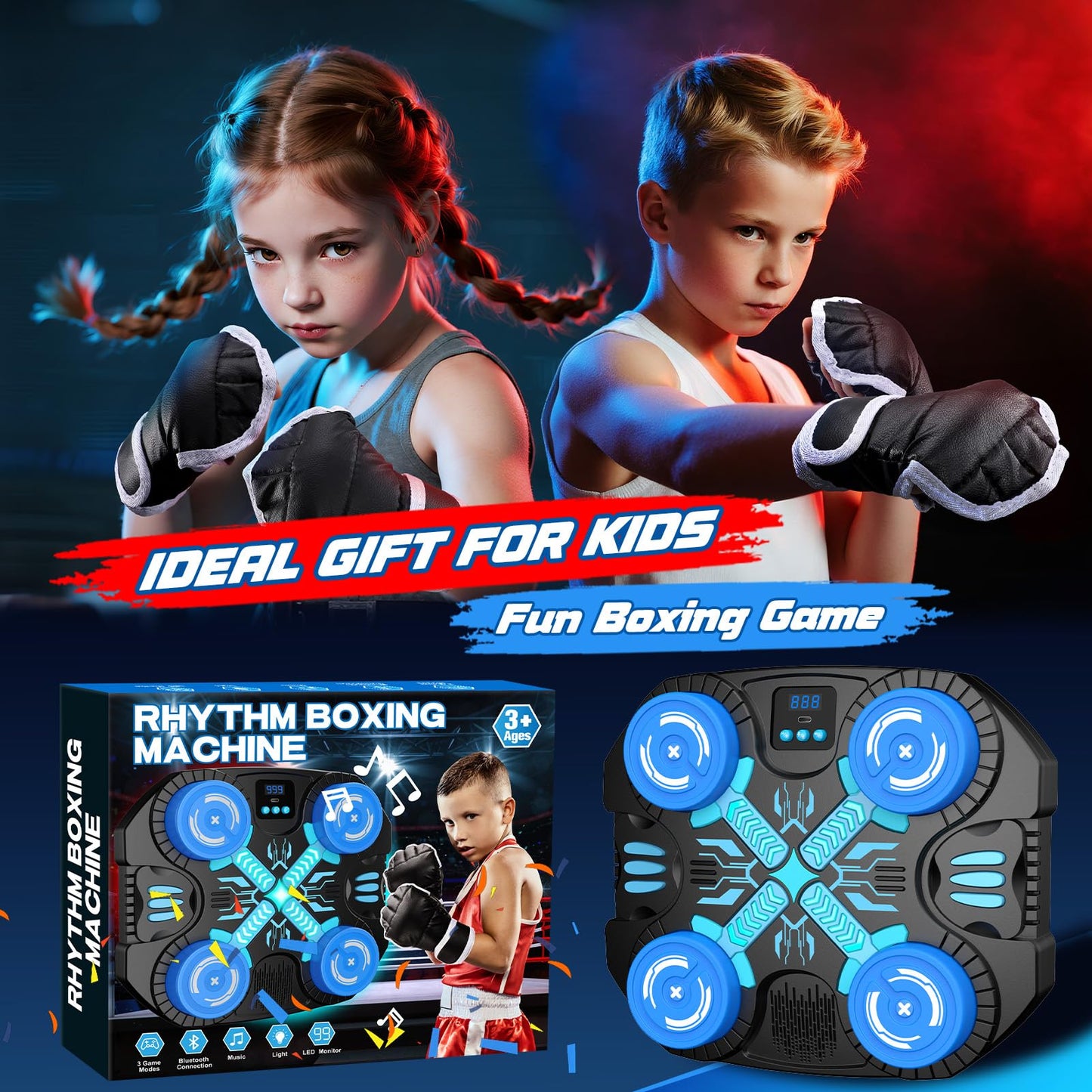 faentwc Boxing Machine with Music for Kids — 3 Modes, 14 Levels, Wall-Mounted Bluetooth Punching Target