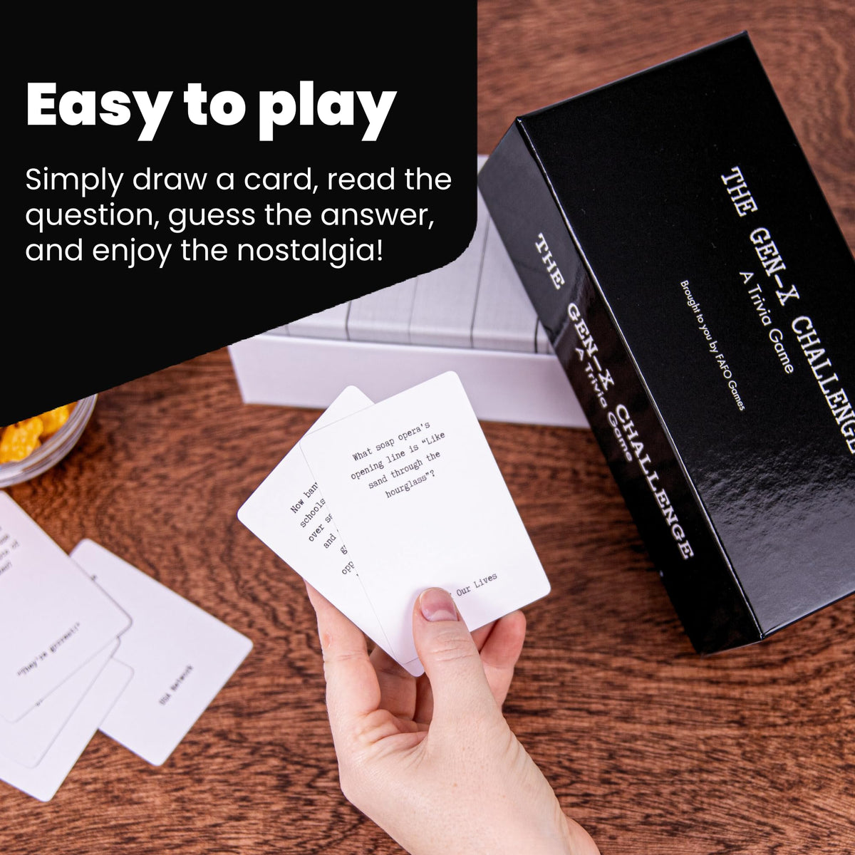 FAFO GAMES The Gen-X Challenge: 80s & 90s Trivia Card Game | 600 Cards for Retro Game Night