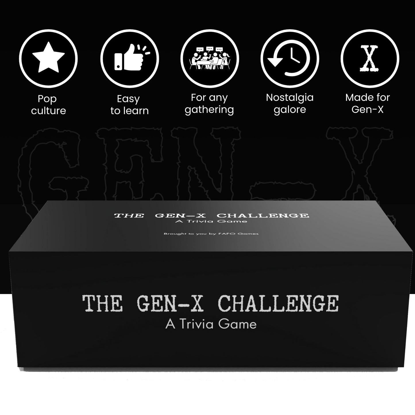 FAFO GAMES The Gen-X Challenge: 80s & 90s Trivia Card Game | 600 Cards for Retro Game Night