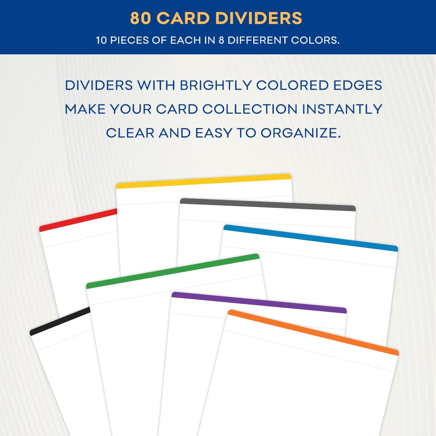 Fageverld 80-Count Trading Card Dividers | Color-Coded Card Box Dividers for MTG, Baseball & Sports Cards