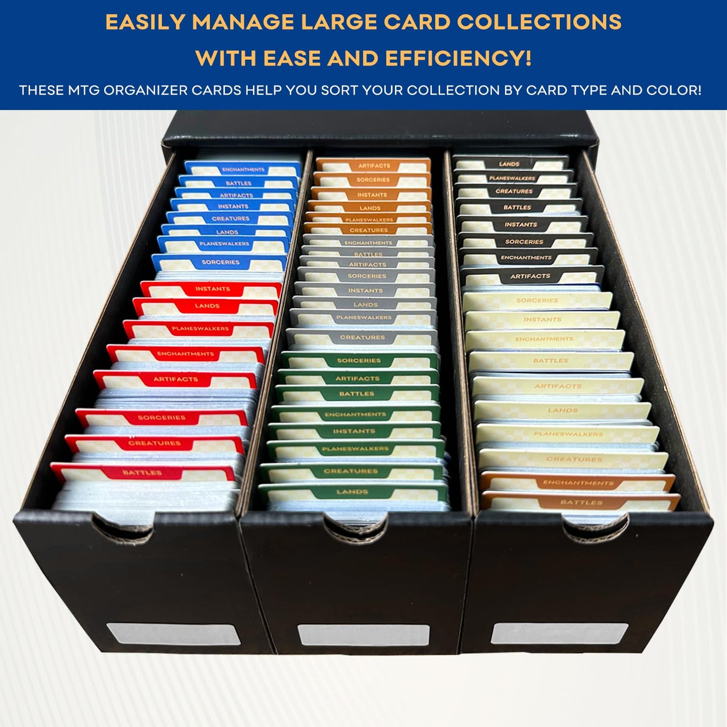 Fageverld MTG Card Dividers – 224 Colorful Dividers for MTG Storage Boxes and Deck Boxes, 4-Pack Set