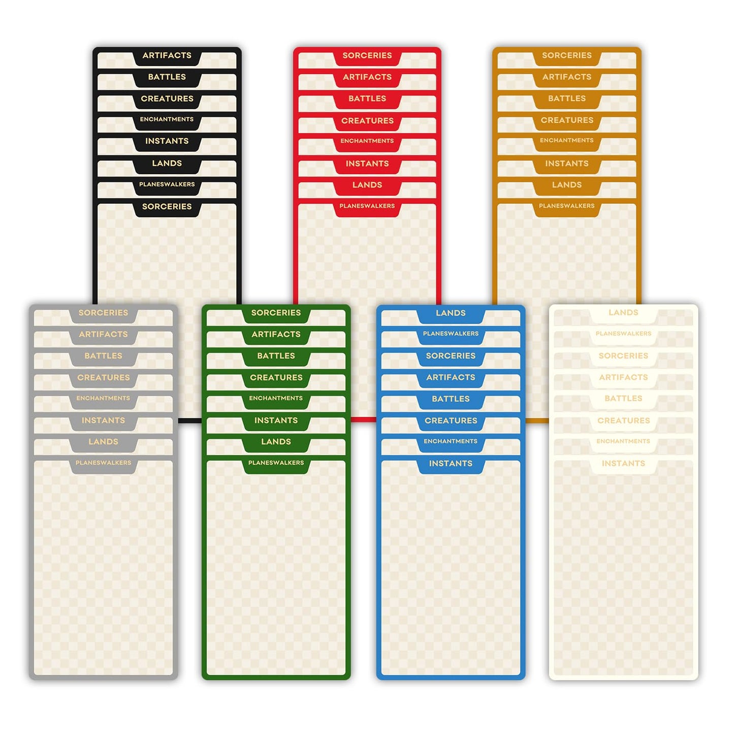 Fageverld MTG Card Dividers – 224 Colorful Dividers for MTG Storage Boxes and Deck Boxes, 4-Pack Set