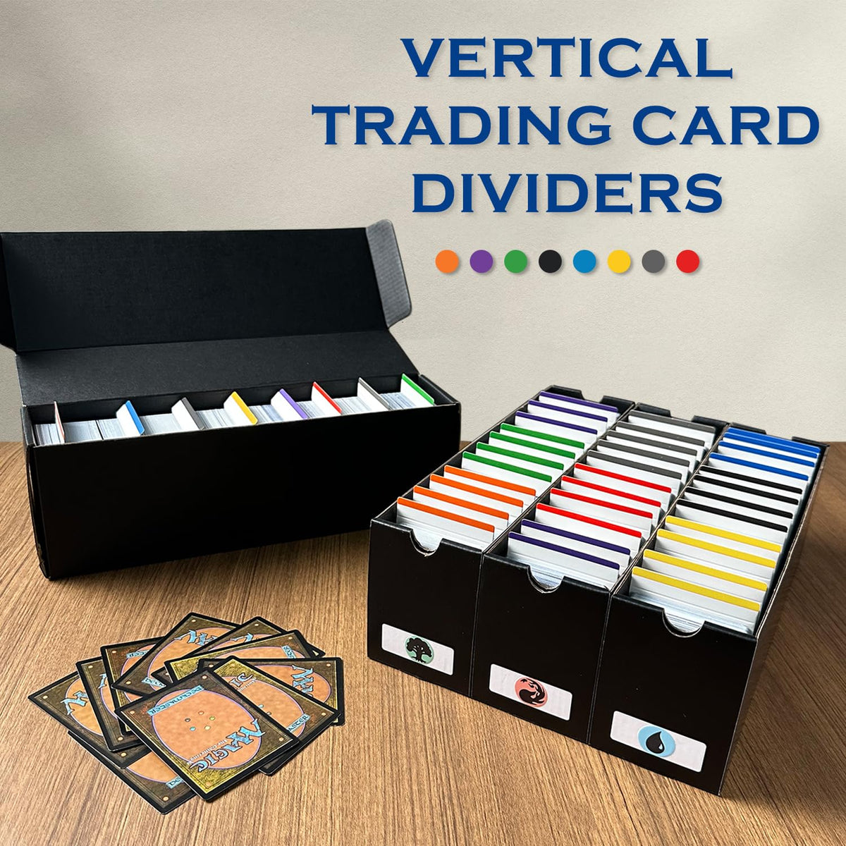 Fageverld Trading Card Dividers — 160-Pack, Color-Coded Edges for MTG, Baseball & Sports Cards