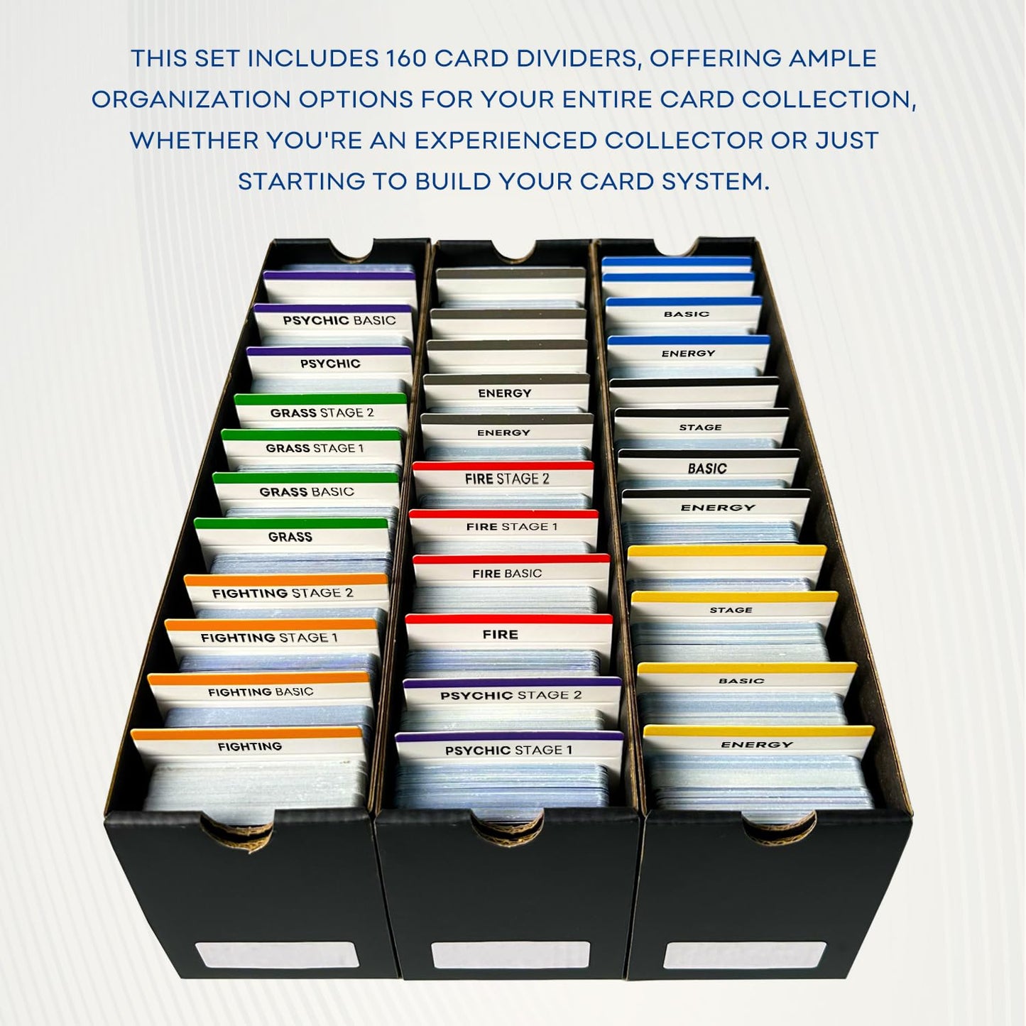 Fageverld Trading Card Dividers — 160-Pack, Color-Coded Edges for MTG, Baseball & Sports Cards