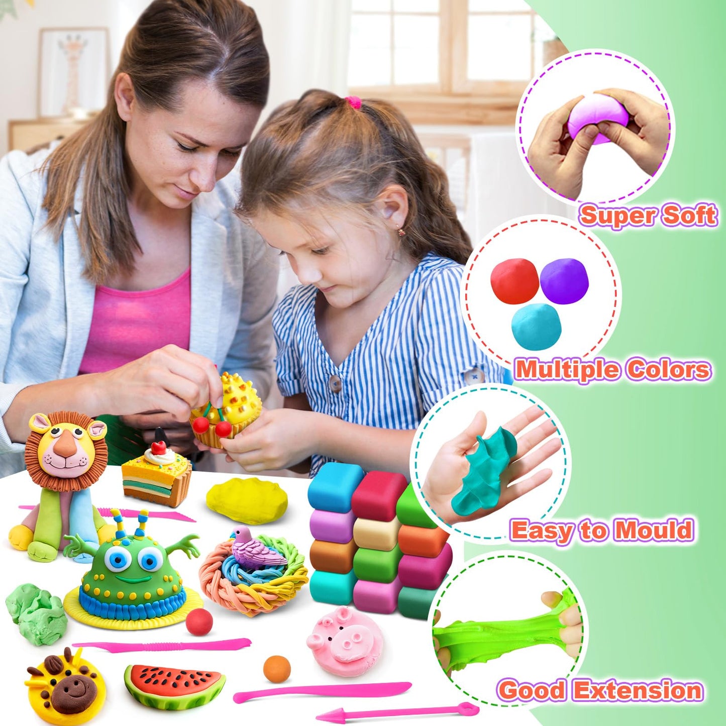 FAGNBED Air Dry Clay 138 Colors – Creative Modeling Kit for Kids 3-12