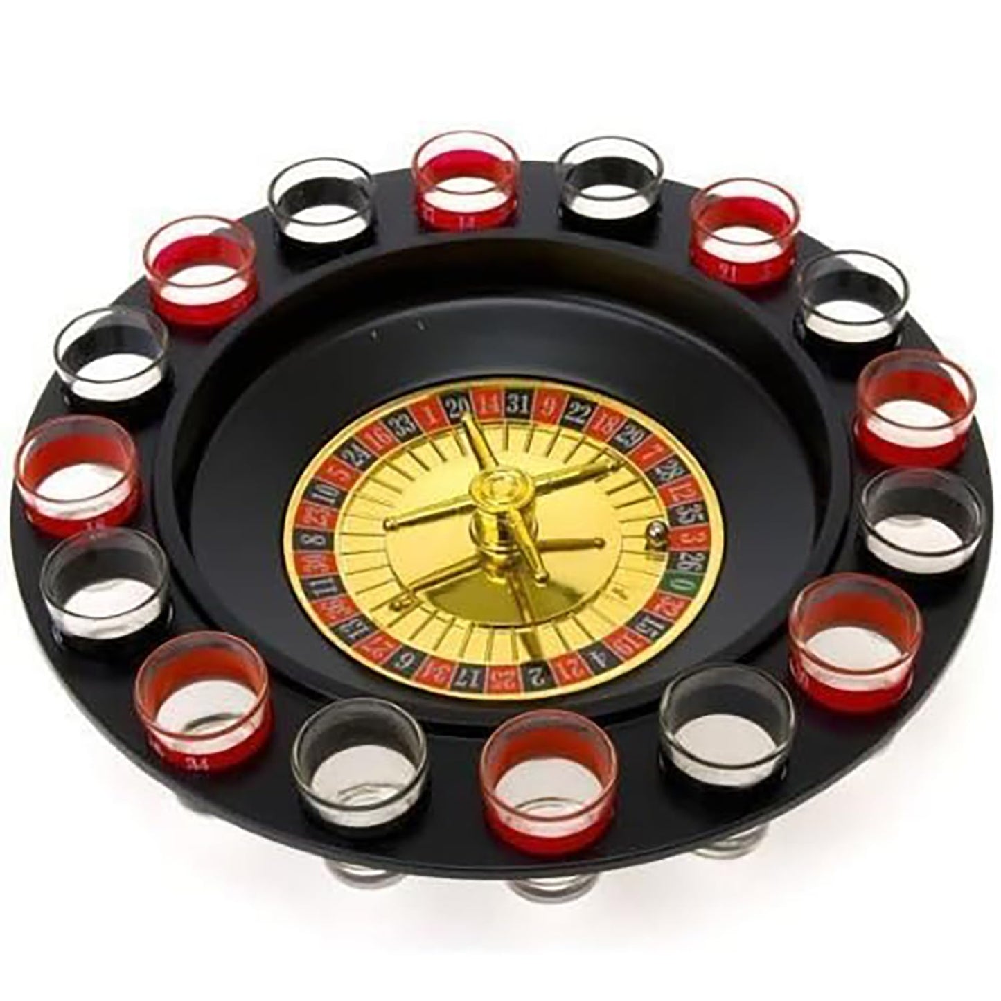 Fairly Odd Novelties Shot Glass Roulette – 16-Piece Set with 2 Metal Balls