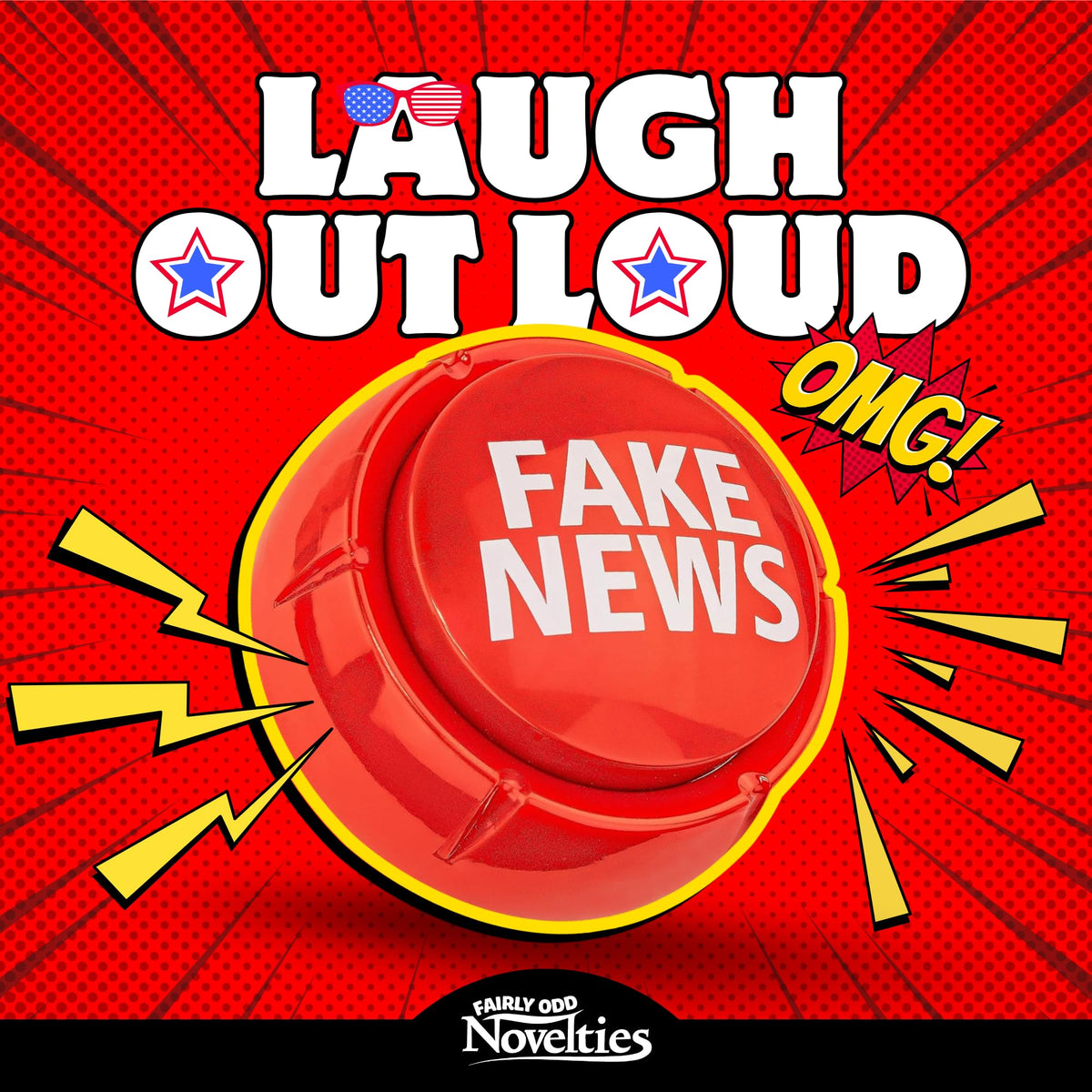 Fairly Odd Novelties Trumped Up Fake News Button – 7 Hilarious Donald Trump Sayings for Parties & Office Fun – Red