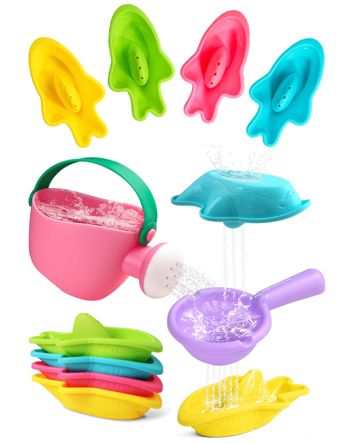 Fajiabao 6-Piece Baby Bath Toys Set – Mold-Free Toddler Water Play for 12+ Months