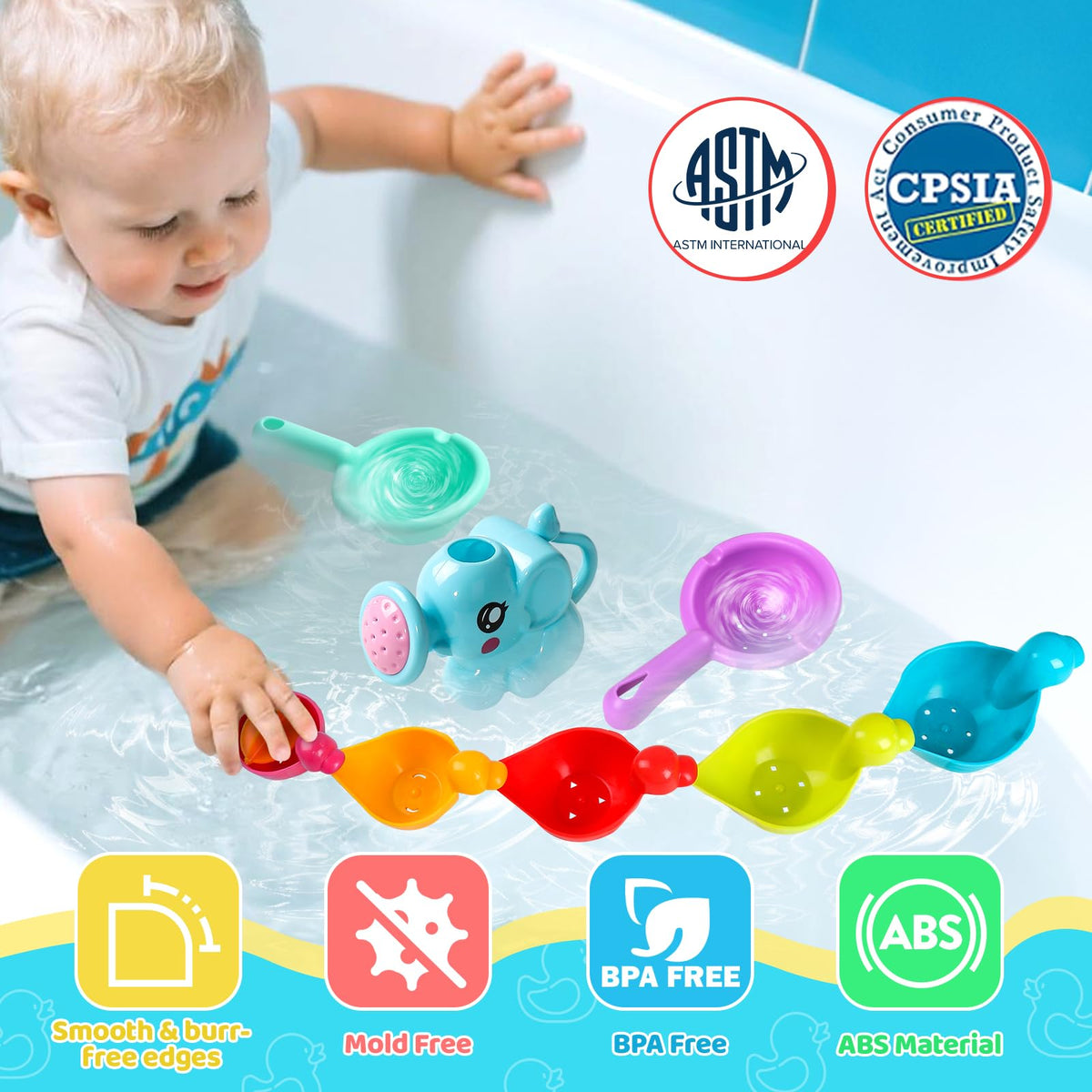 Fajiabao 8-Piece Mold-Free Bath Toys for Toddlers 1-3 – Floating Ducks & Water Play