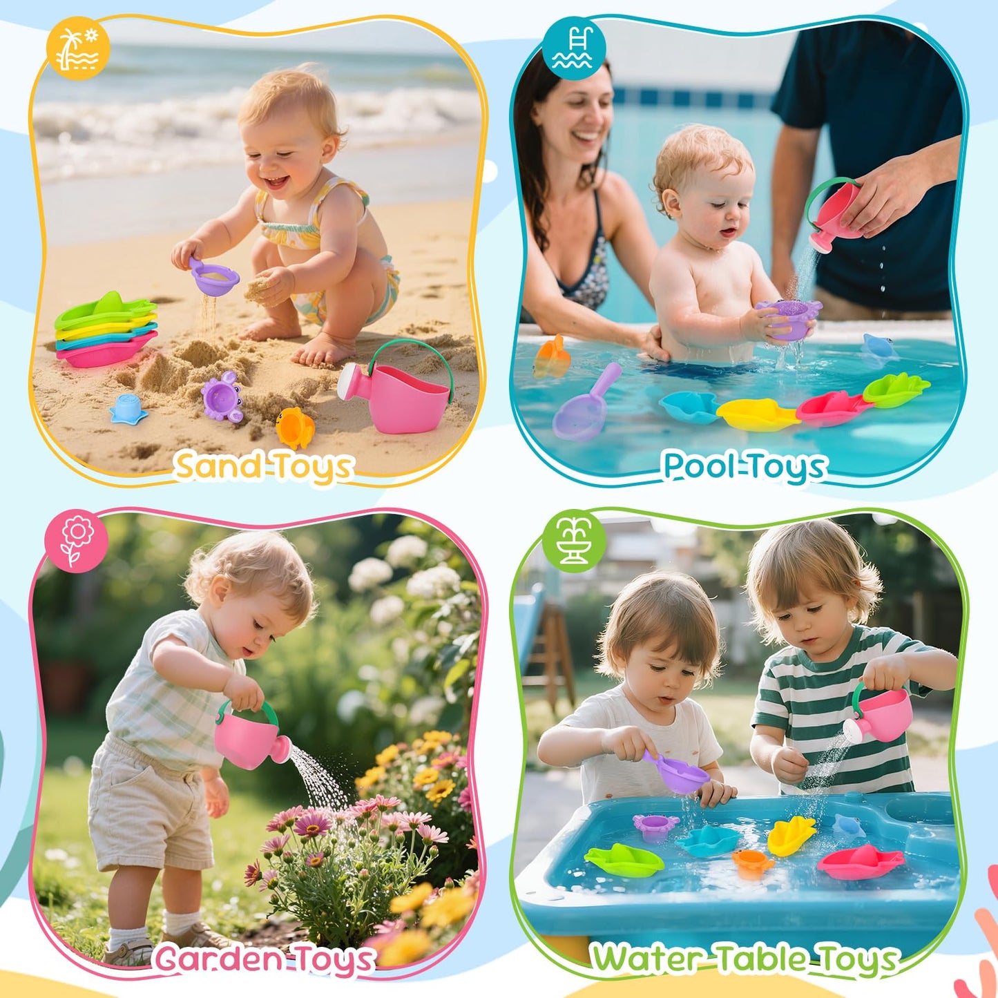 Fajiabao 9-Piece Baby Bath Toys — Mold-Free Bath Set for Toddlers 1-3