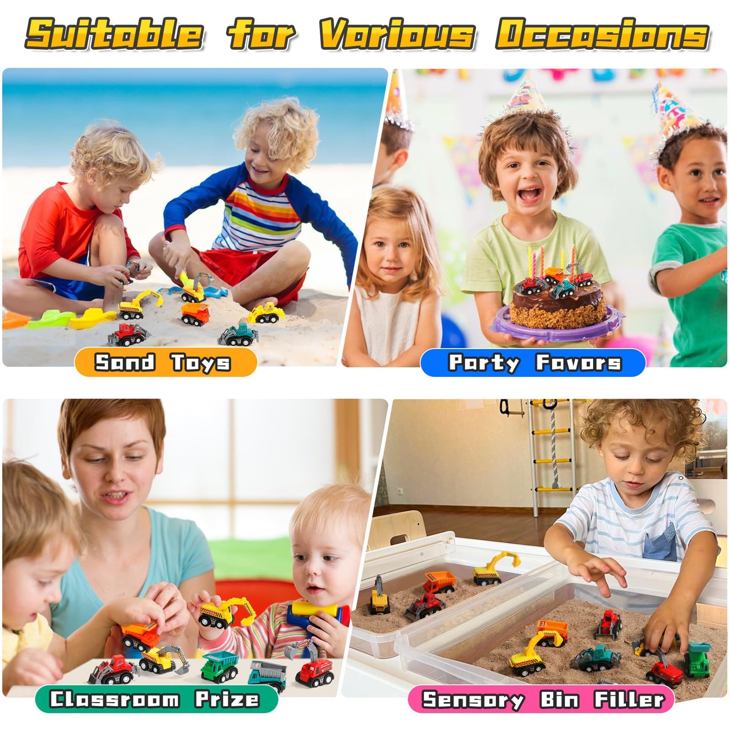 Fajiabao Construction Toy Cars for Toddlers 1-3 — 9-Piece Colorful Mini Trucks Set