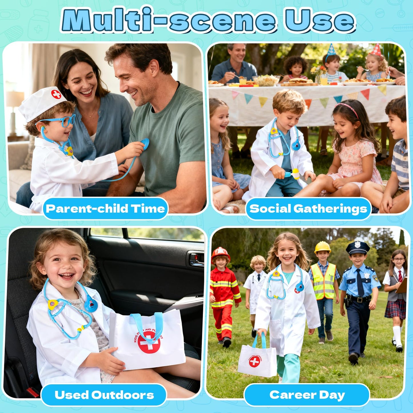 Fajiabao Doctor Kit for Toddlers 3-5 (Blue) – Pretend Play Medical Set