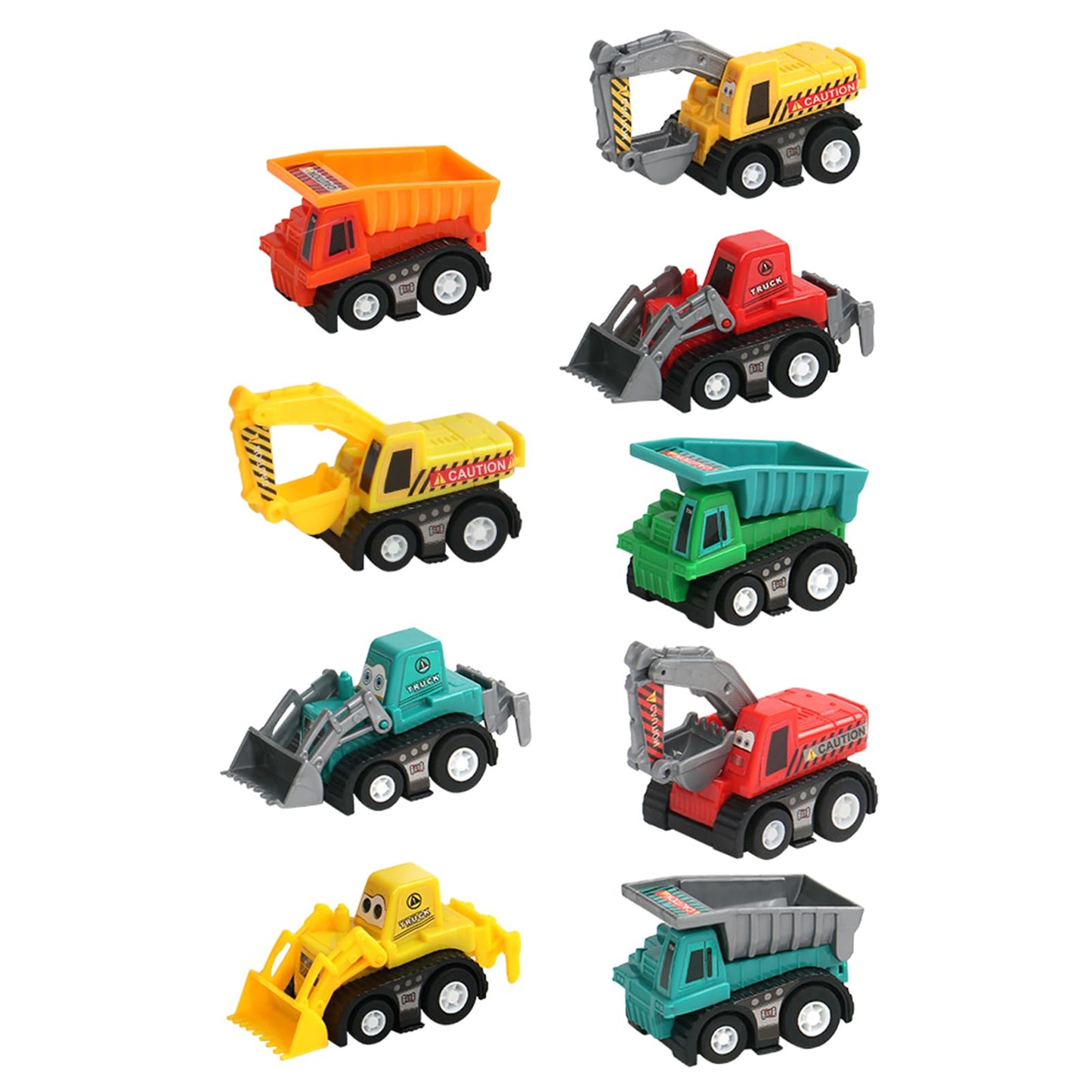 Fajiabao Construction Toy Cars for Toddlers 1-3 — 9-Piece Colorful Mini Trucks Set