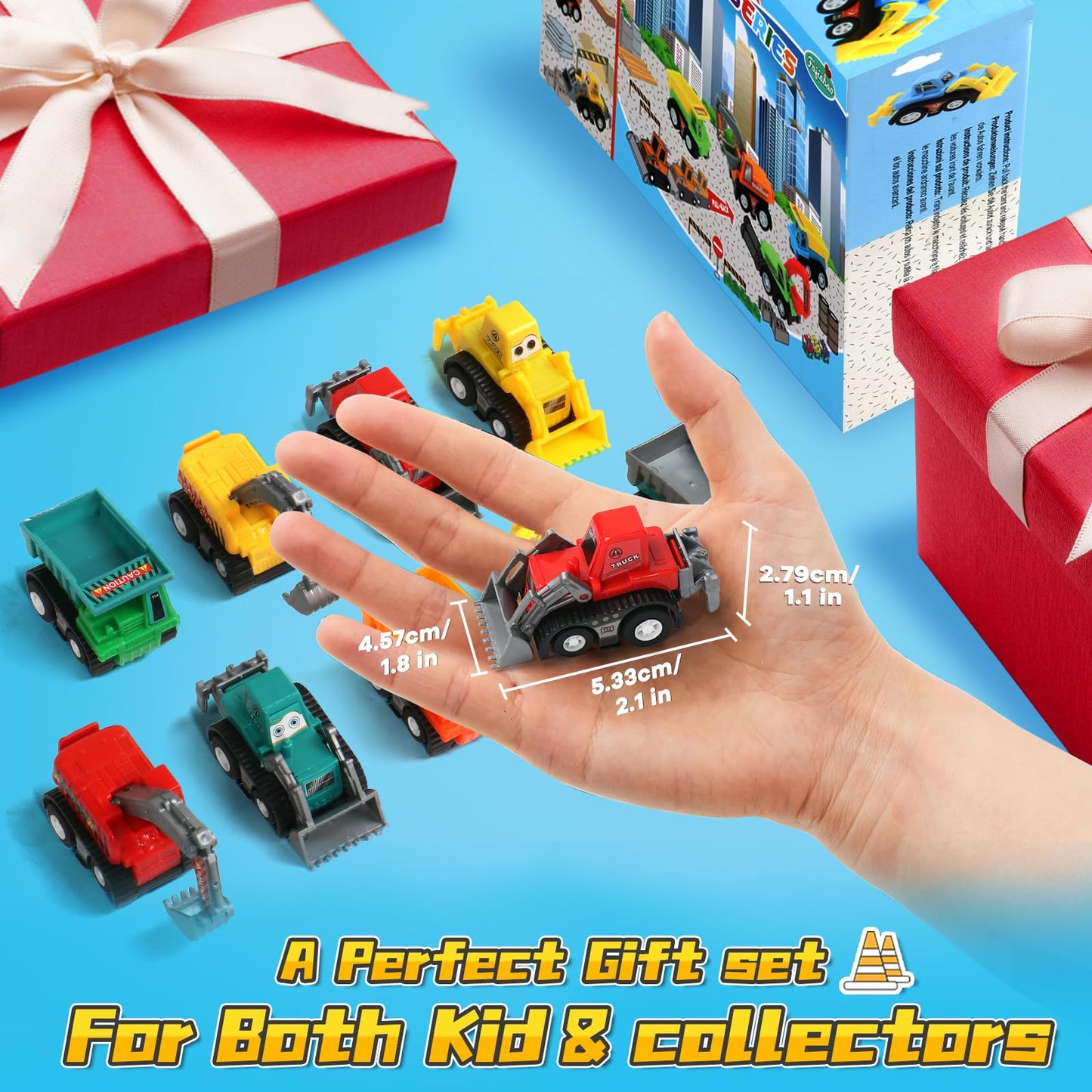 Fajiabao Construction Toy Cars for Toddlers 1-3 — 9-Piece Colorful Mini Trucks Set