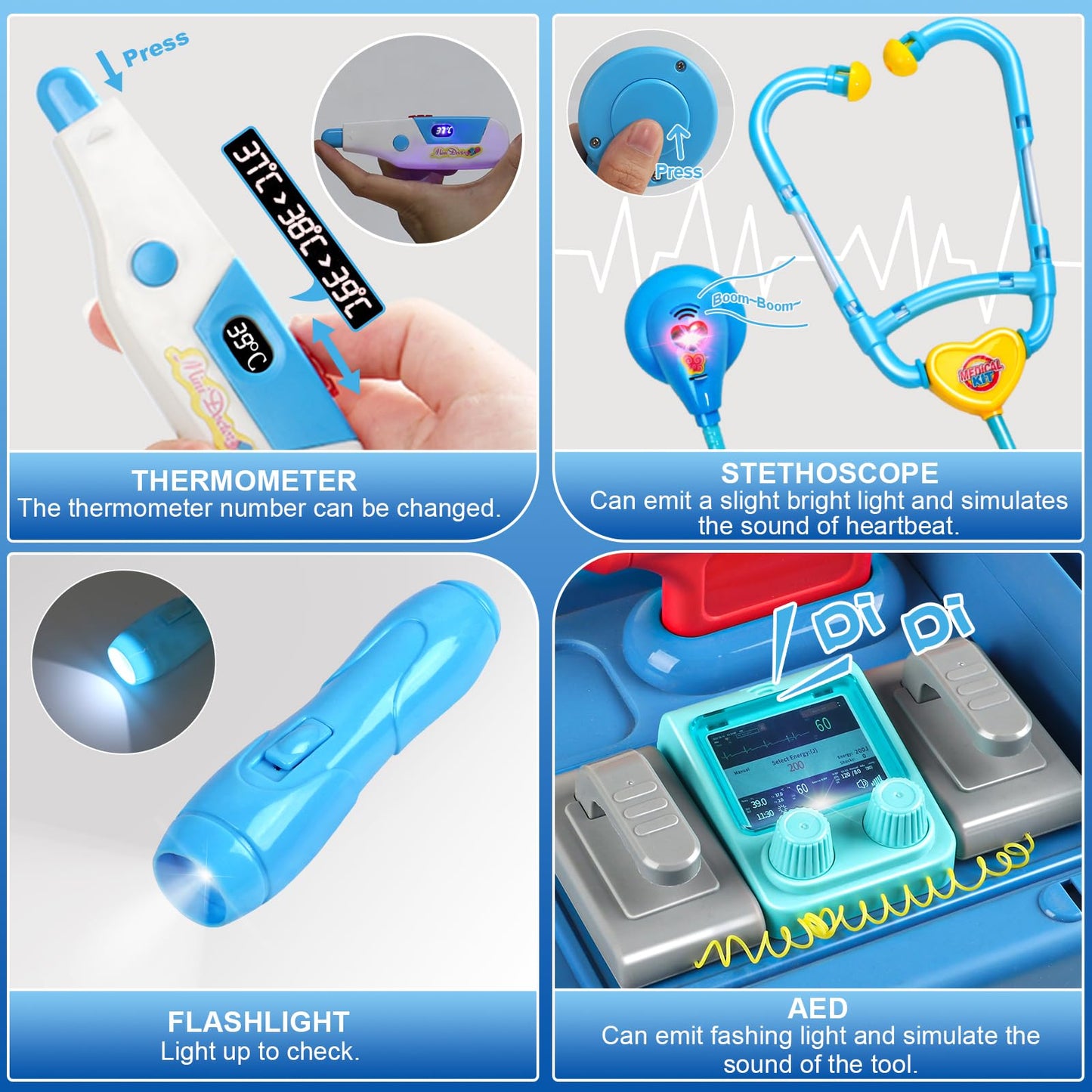 Fajiabao Doctor Kit for Toddlers 3-5 – Fun Kids Doctor Play Set with Cart, Stethoscope & Dress-Up