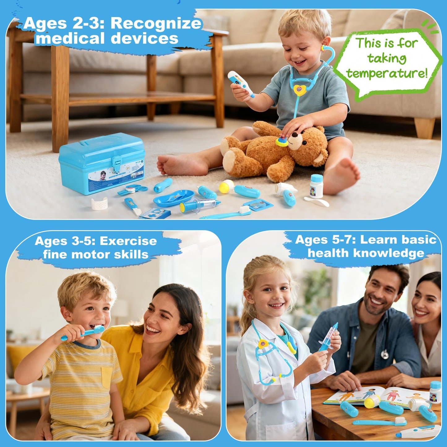 Fajiabao Doctor Kit for Toddlers 3-5 | Imaginative Dress-Up Doctor Play Set for Kids 2-6