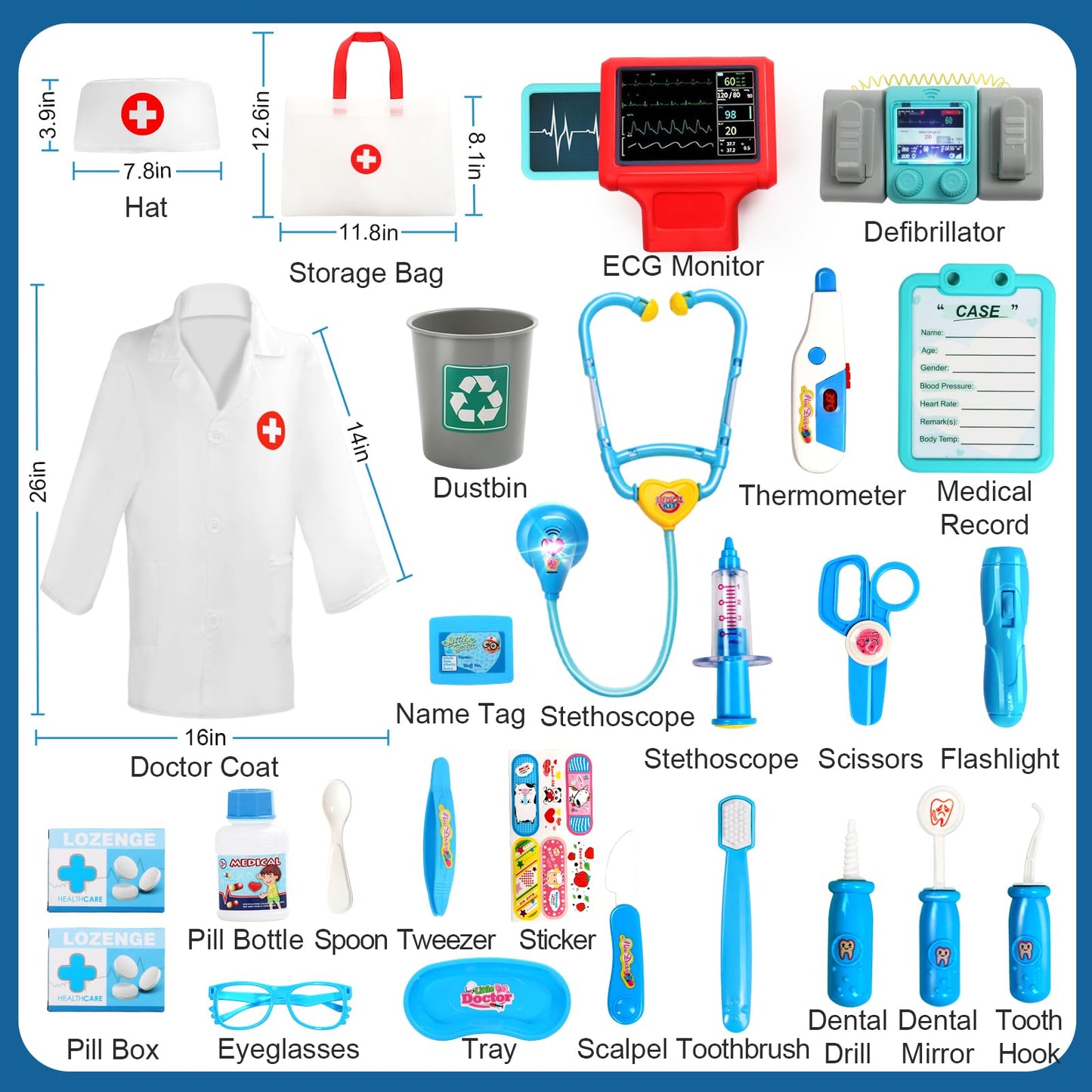 Fajiabao Doctor Kit for Toddlers 3-5 – Fun Kids Doctor Play Set with Cart, Stethoscope & Dress-Up