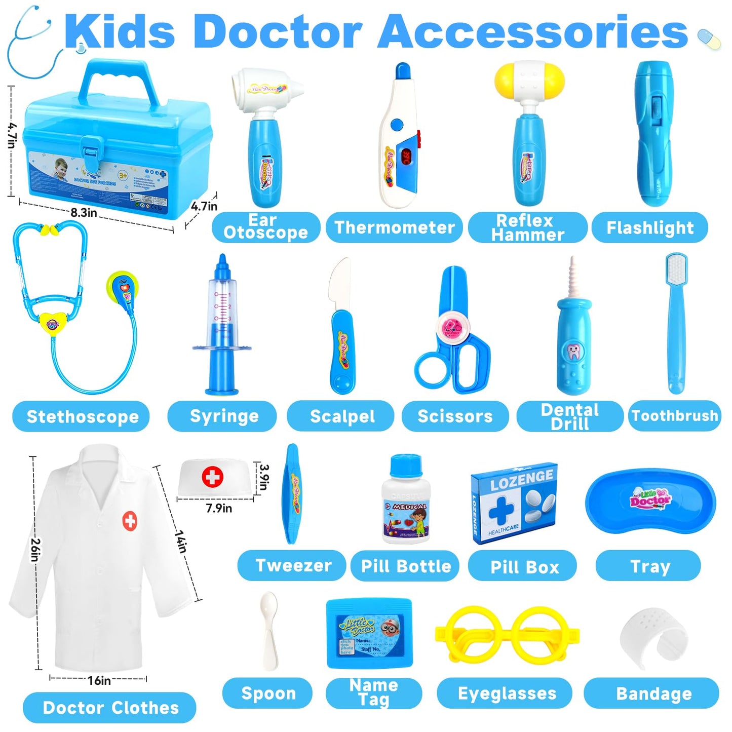Fajiabao Doctor Kit for Toddlers 3-5 | Imaginative Dress-Up Doctor Play Set for Kids 2-6