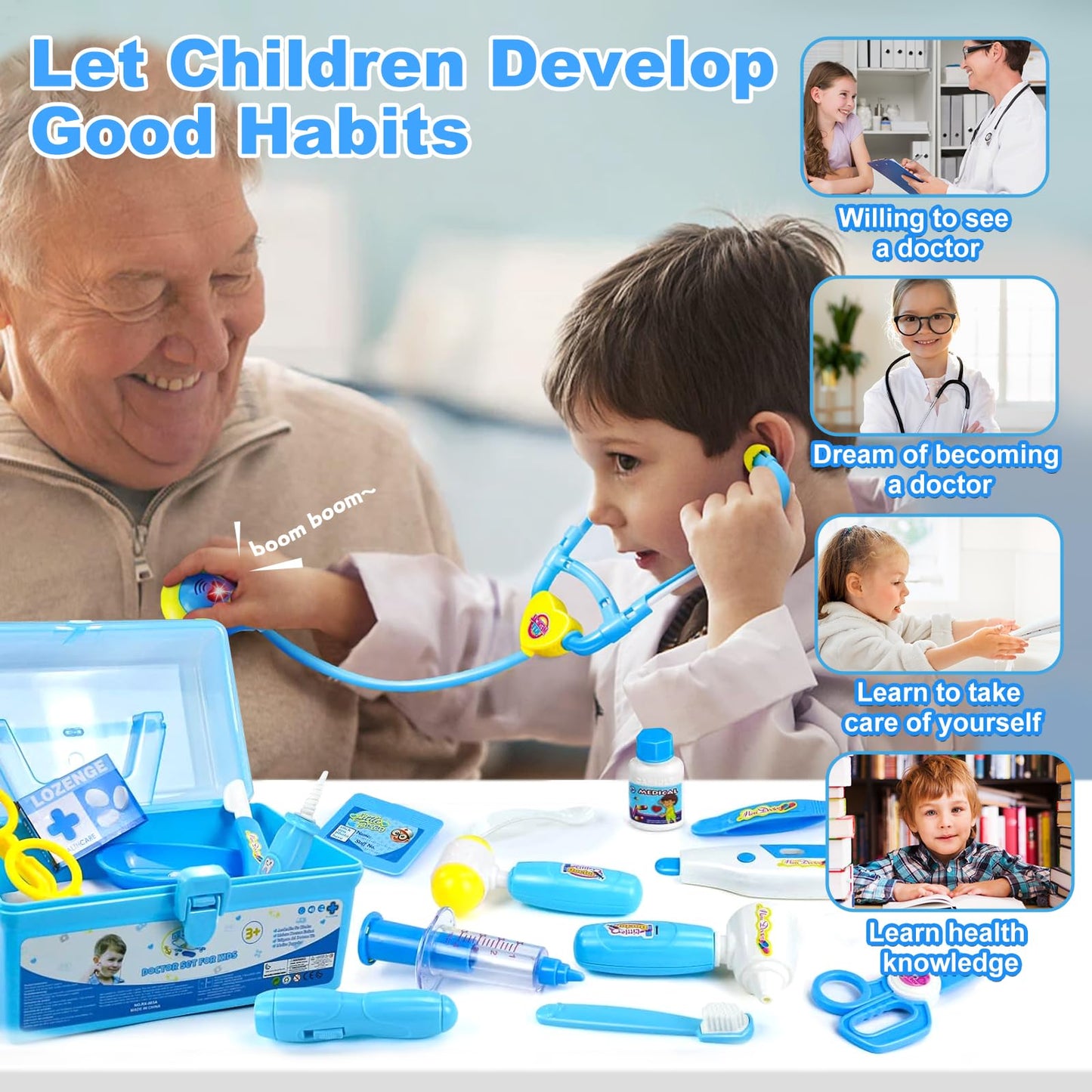 Fajiabao Doctor Kit for Toddlers 3-5 | Imaginative Dress-Up Doctor Play Set for Kids 2-6