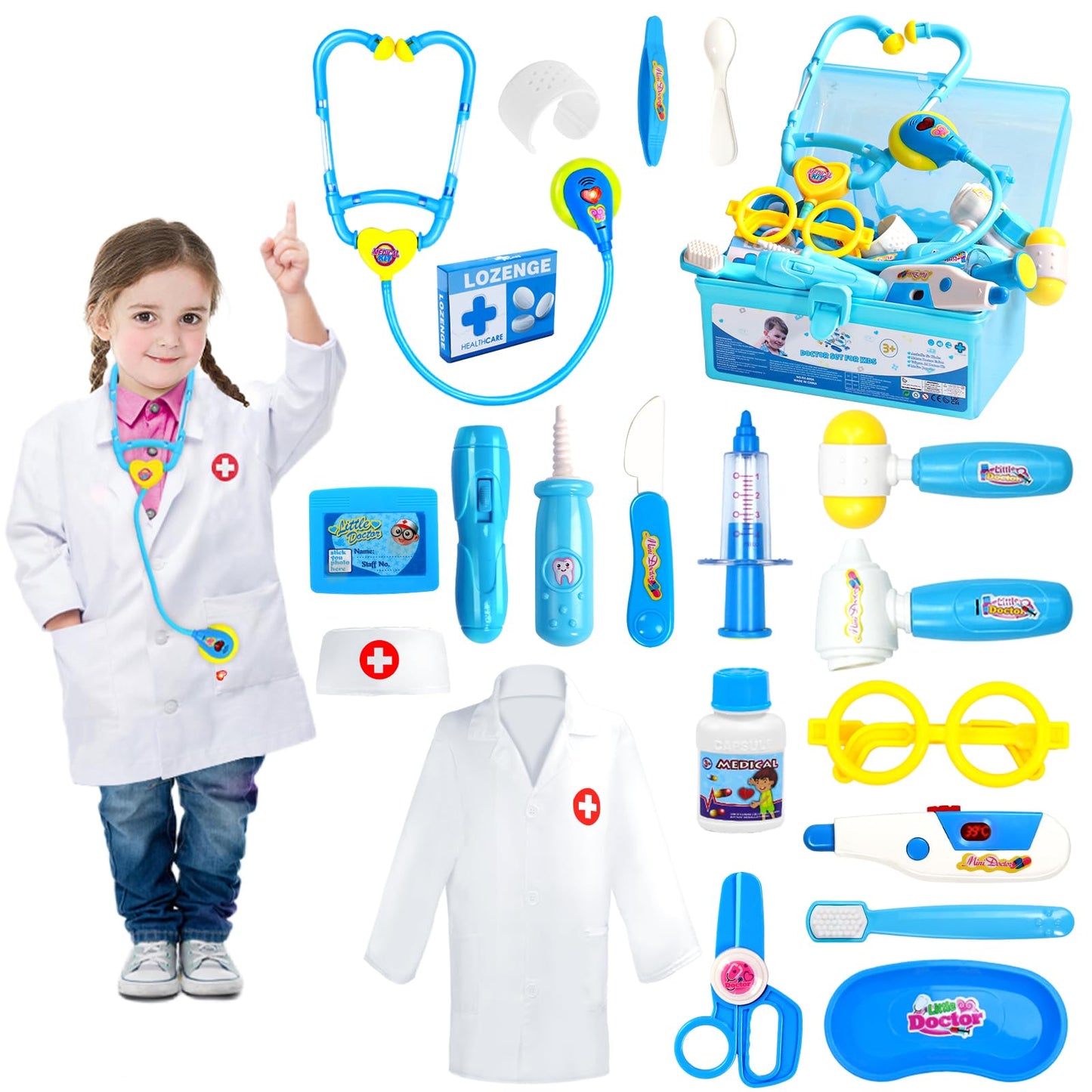 Fajiabao Doctor Kit for Toddlers 3-5 | Imaginative Dress-Up Doctor Play Set for Kids 2-6
