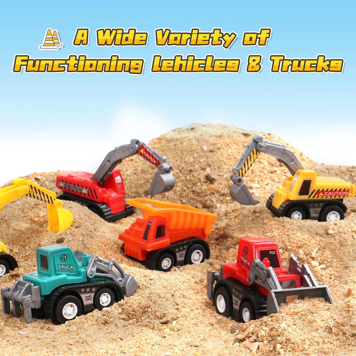 Fajiabao Construction Toy Cars for Toddlers 1-3 — 9-Piece Colorful Mini Trucks Set