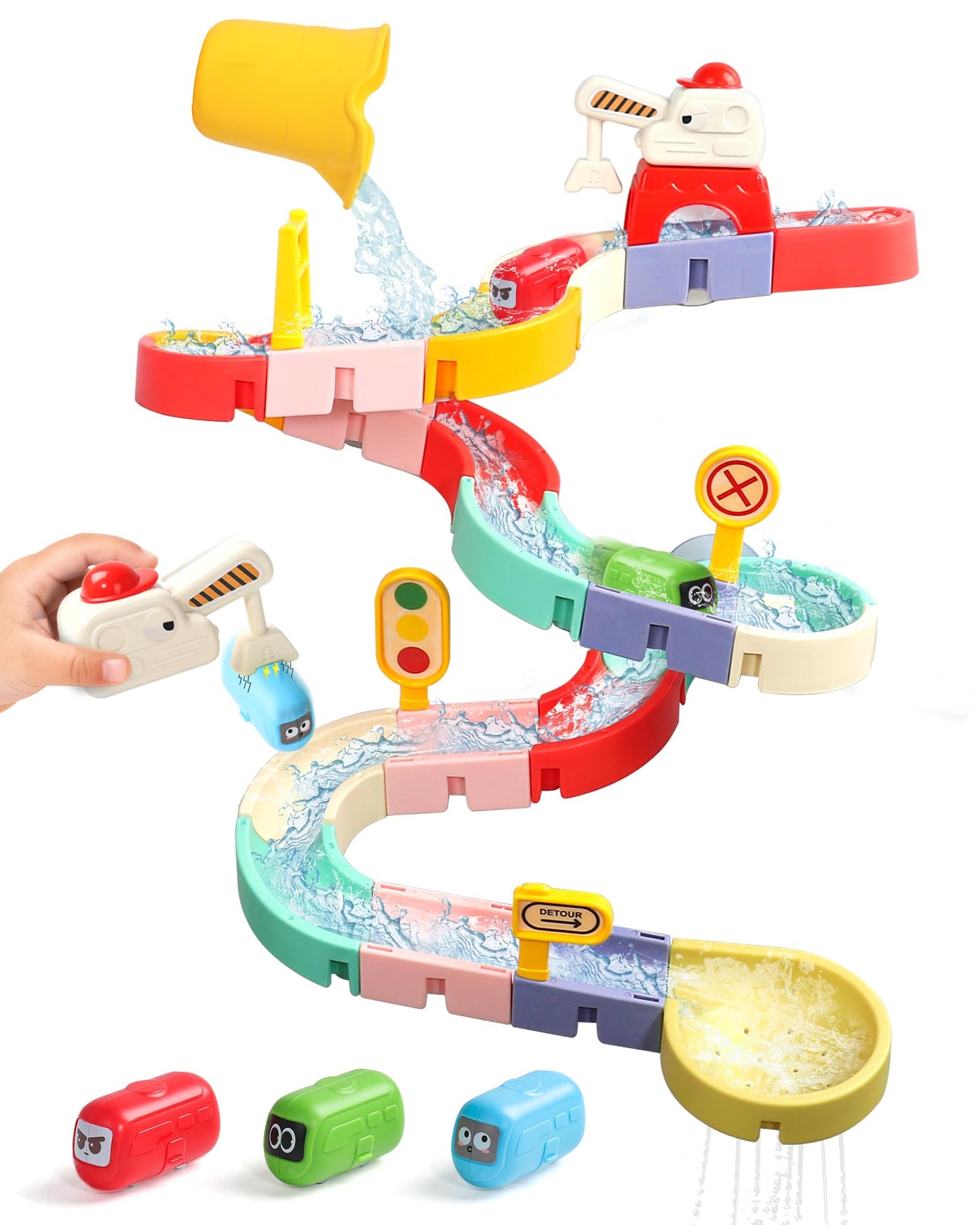 Fajiabao Kids Bath Toys – 38-Piece Magnetic Track Set for Ages 3-8 | Mold-Free, DIY Slides & Cars