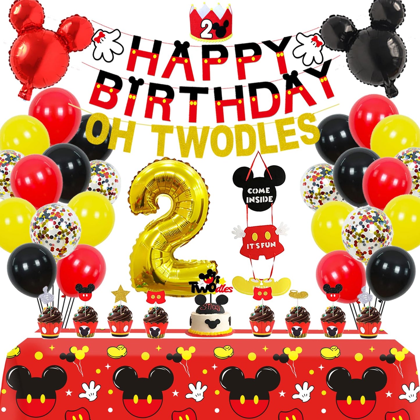 Family Pro 2nd Mouse Birthday Party Kit – 57-Pcs Party Supplies, Banners & Balloons