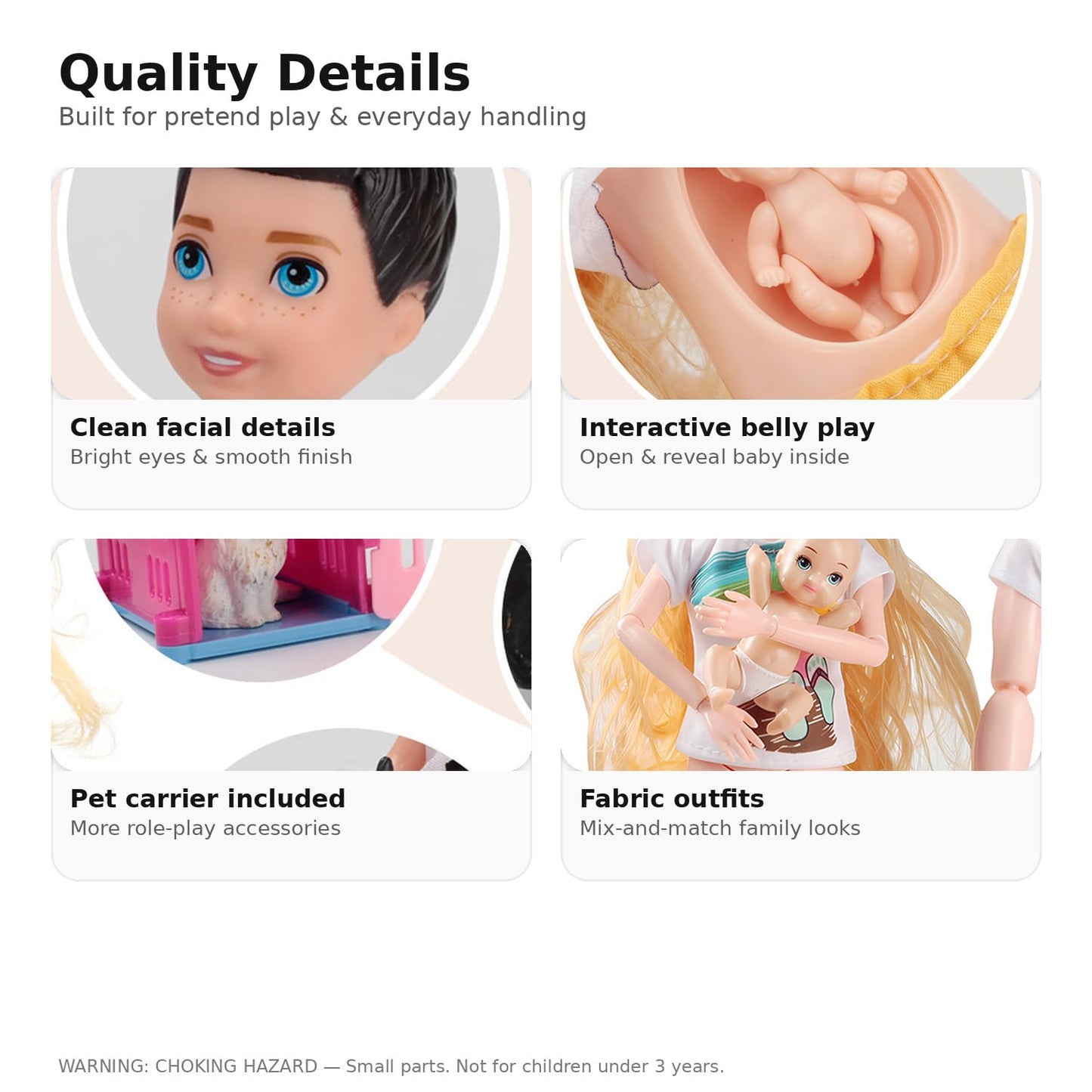 Family Doll Playset by Familydolls - Pregnant Mom, Dad, Kids & Pets