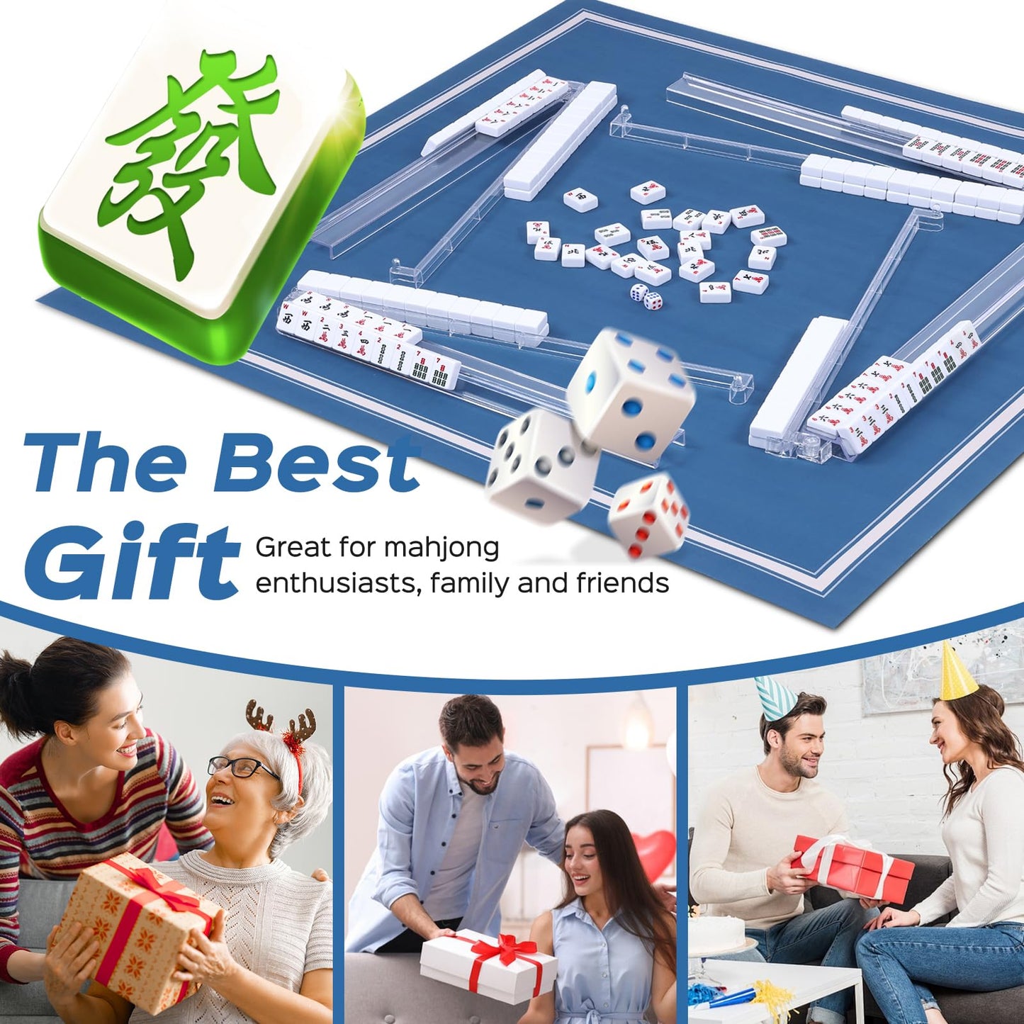 FamRica Mahjong Racks with Pushers – 4-Pack Clear Acrylic Tile Racks for Mahjong