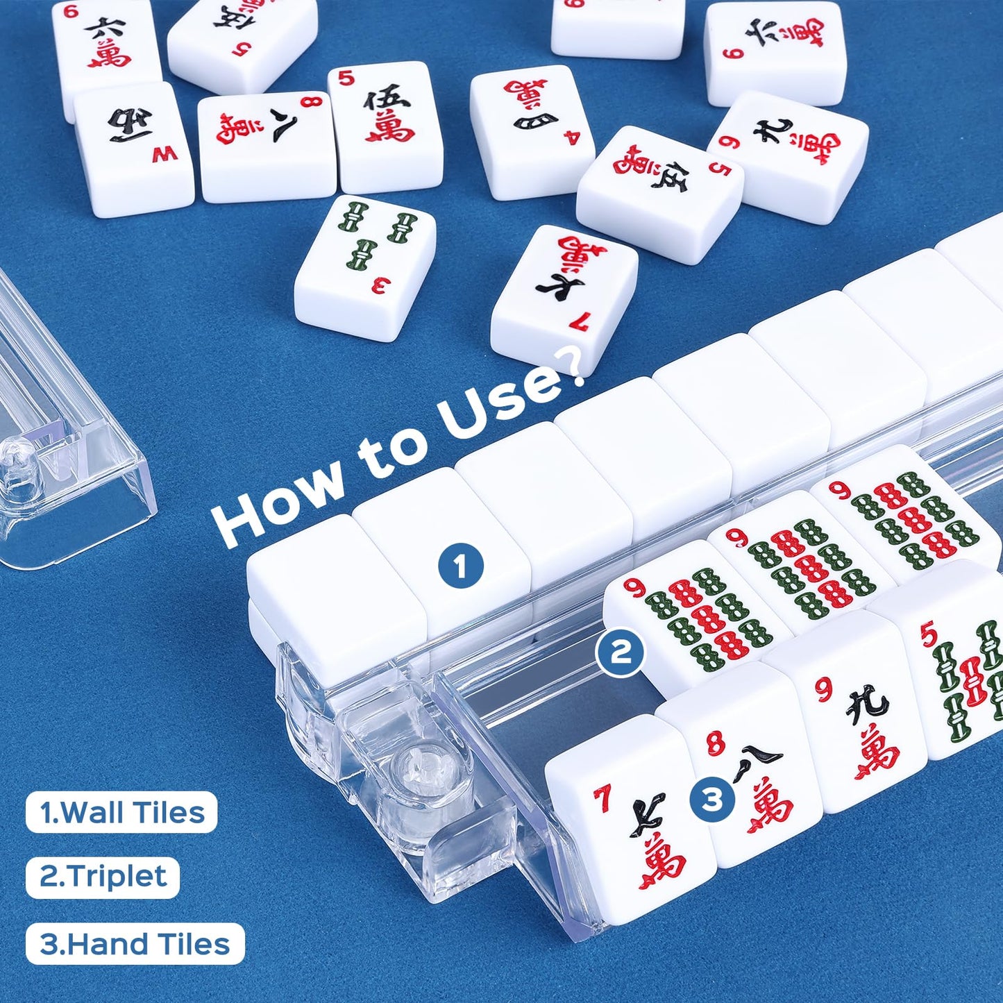 FamRica Mahjong Racks with Pushers – 4-Pack Clear Acrylic Tile Racks for Mahjong