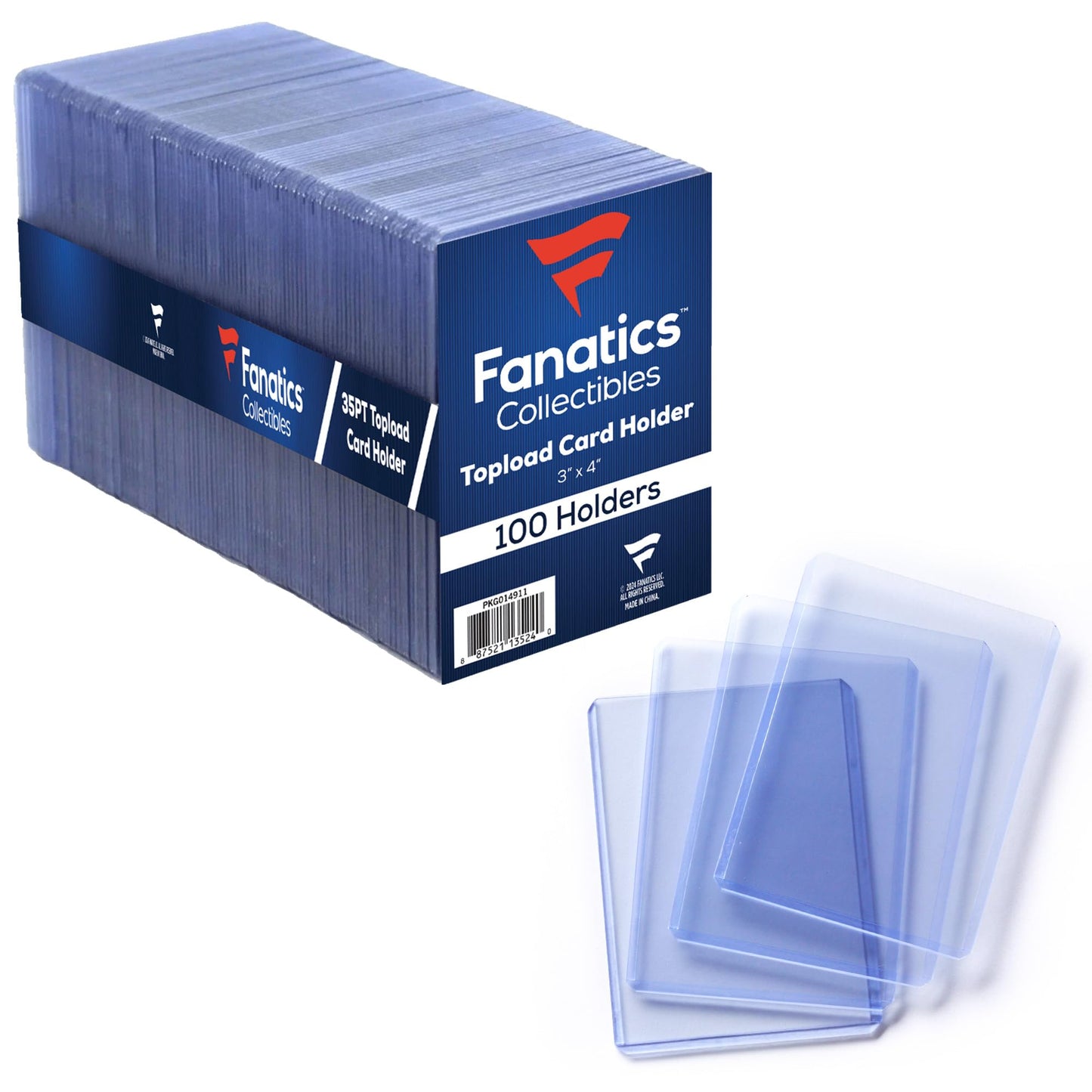 Fanatics Collectibles 35pt 3x4 Top Loaders – 100 Count Standard Size Card Protectors