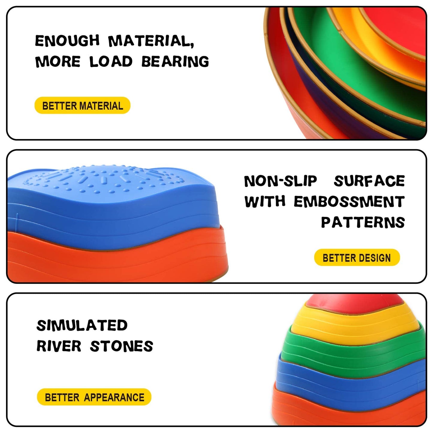 Fanboxk Stepping Stones for Kids – Non-Slip Balance Stones for Indoor/Outdoor Play
