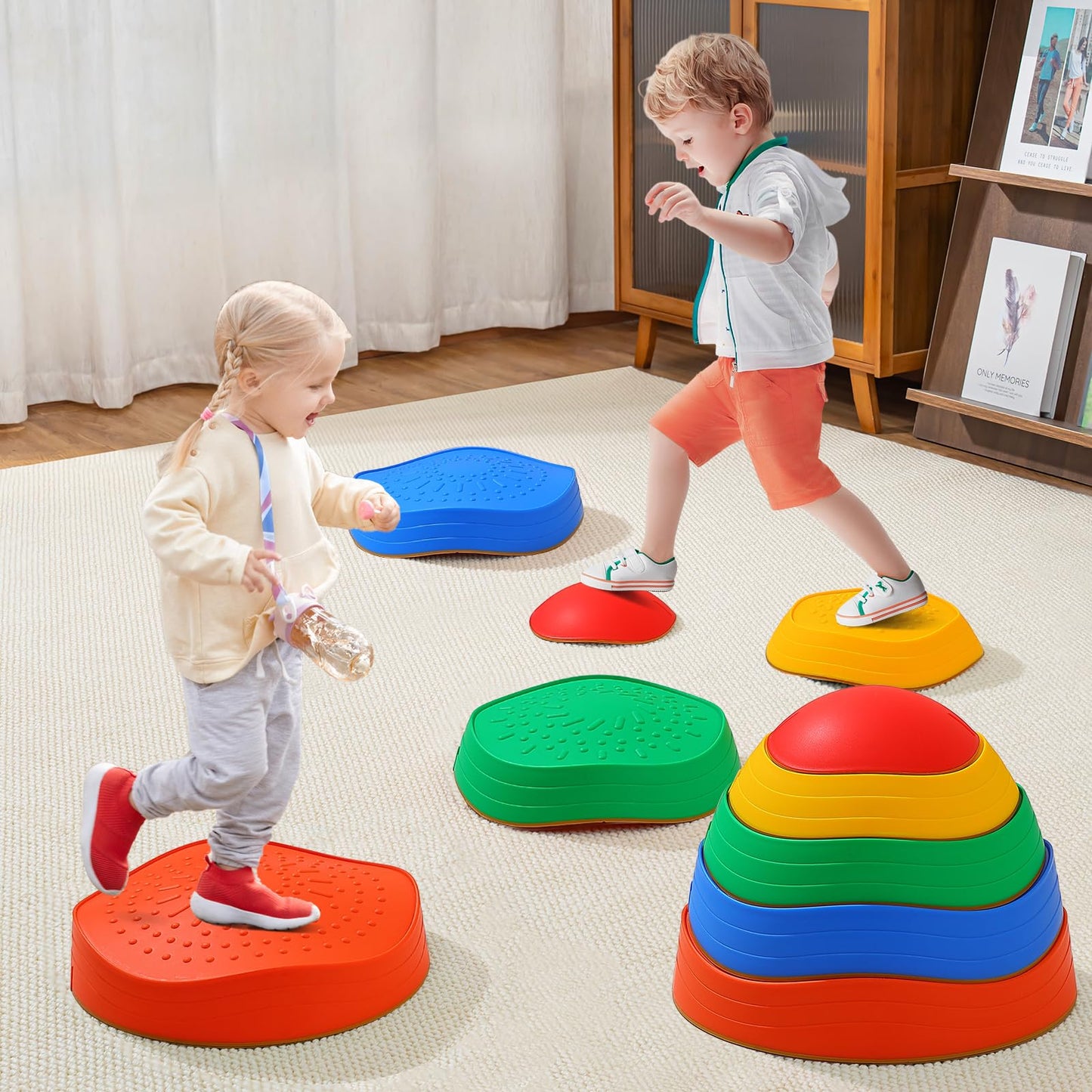 Fanboxk Stepping Stones for Kids – Non-Slip Balance Stones for Indoor/Outdoor Play