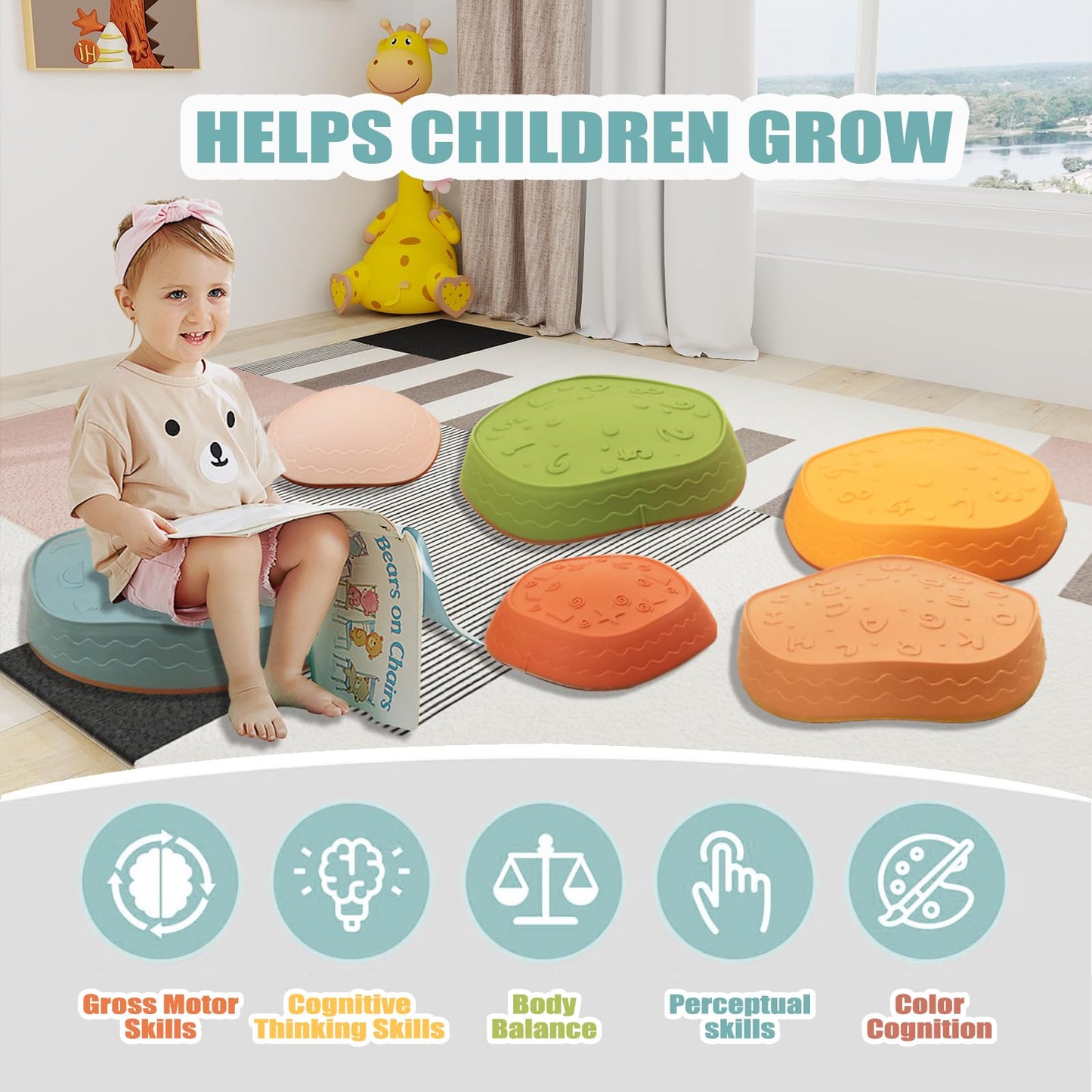 Fanboxk Stepping Stones for Kids | Non-Slip Balance & Coordination Toy (Ages 3–8)