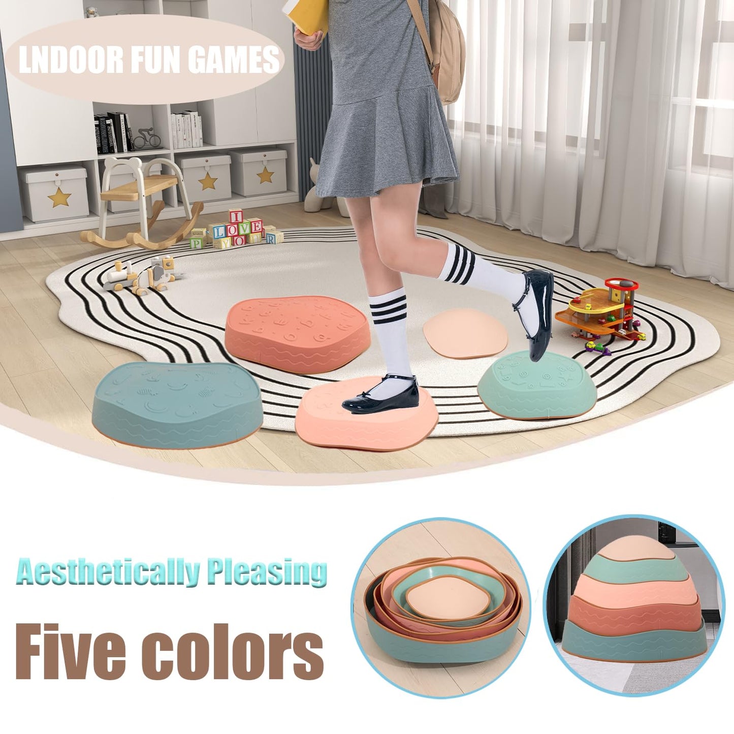 Fanboxk Stepping Stones for Kids – Non-Slip Toddler Balance & Coordination Set (Ages 3-8)