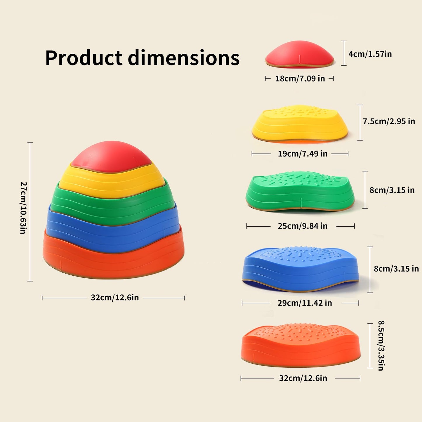 Fanboxk Stepping Stones for Kids – Non-Slip Balance Stones for Indoor/Outdoor Play