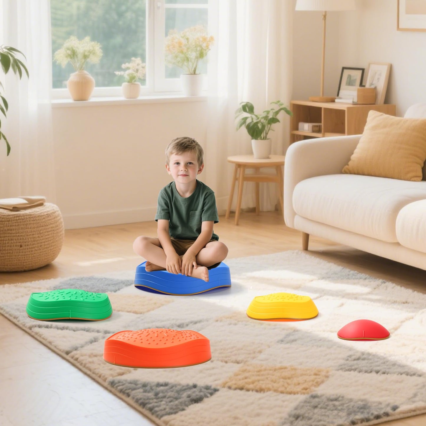 Fanboxk Stepping Stones for Kids – Non-Slip Balance Stones for Indoor/Outdoor Play