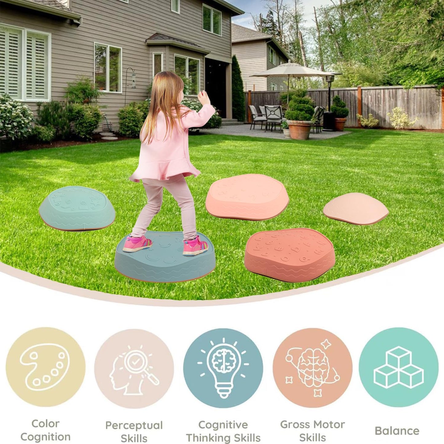 Fanboxk Stepping Stones for Kids – Non-Slip Toddler Balance & Coordination Set (Ages 3-8)
