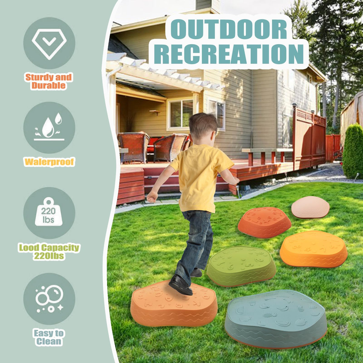 Fanboxk Stepping Stones for Kids | Non-Slip Balance & Coordination Toy (Ages 3–8)