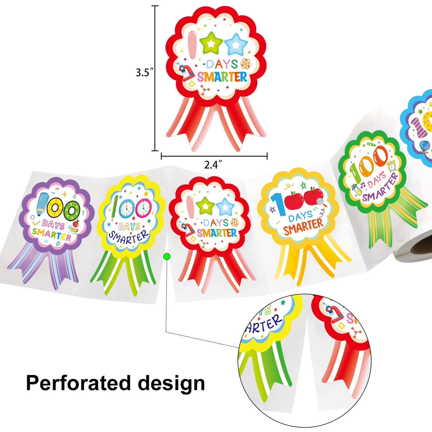Fancy Land 100th Day of School Stickers – 200pcs, 100 Days Smarter Rewards