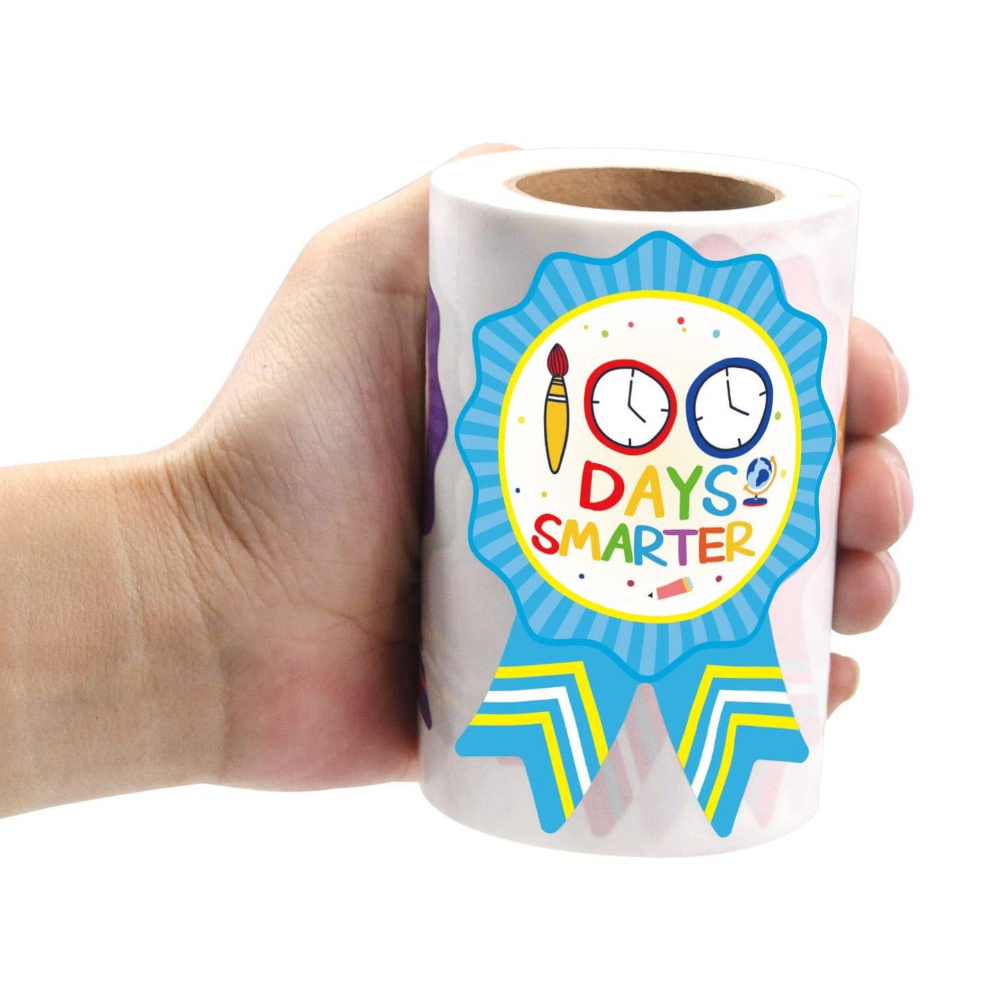 Fancy Land 100th Day of School Stickers for Kids – 200 Pcs, 5 Designs (100 Days Smarter)