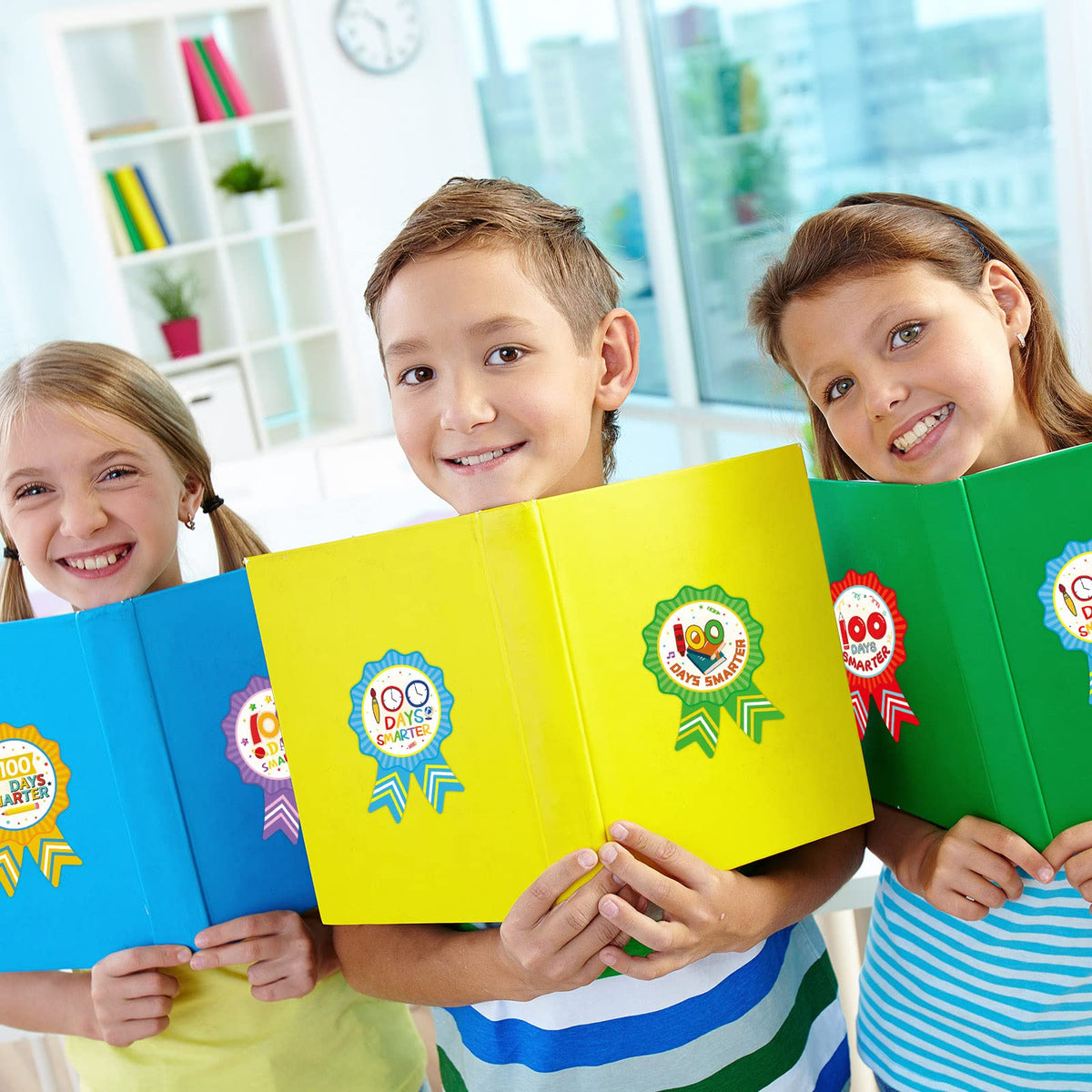 Fancy Land 100th Day of School Stickers for Kids – 200 Pcs, 5 Designs (100 Days Smarter)