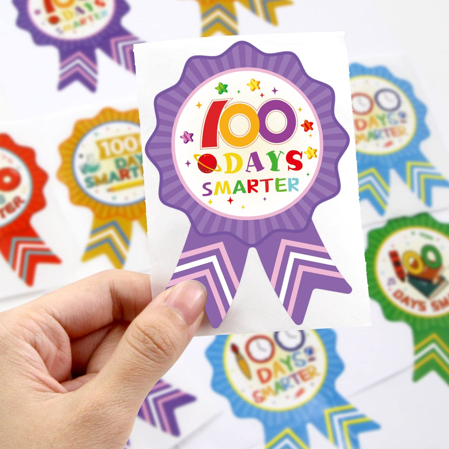 Fancy Land 100th Day of School Stickers for Kids – 200 Pcs, 5 Designs (100 Days Smarter)