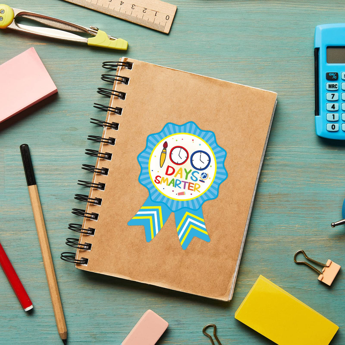 Fancy Land 100th Day of School Stickers for Kids – 200 Pcs, 5 Designs (100 Days Smarter)
