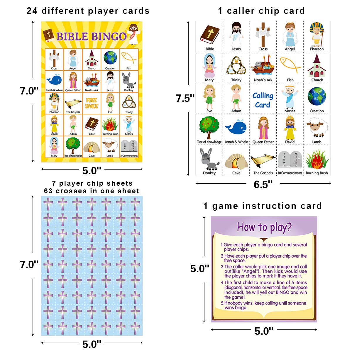 Fancy Land Bible Bingo Game for Vacation Bible School – 24 Players